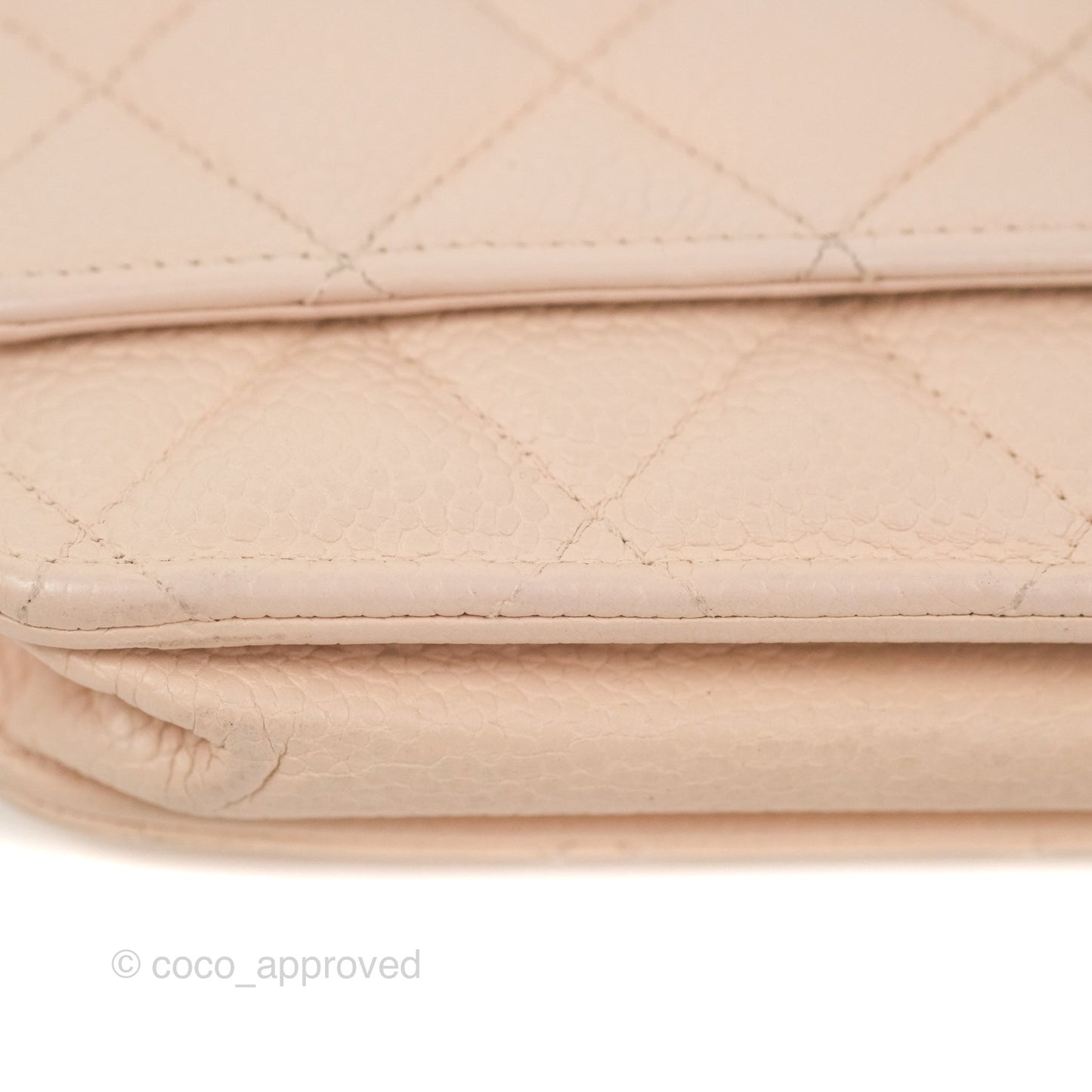 Chanel Quilted Classic Wallet on Chain WOC Pale Pink Caviar Silver Hardware