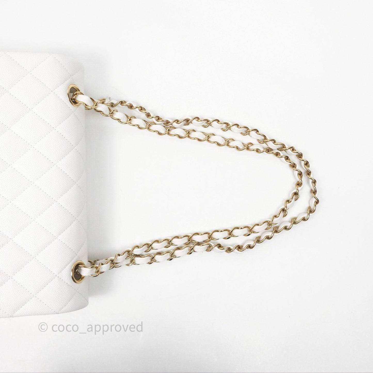 Chanel S/M Small Classic Flap Quilted Ivory White Caviar Gold Hardware