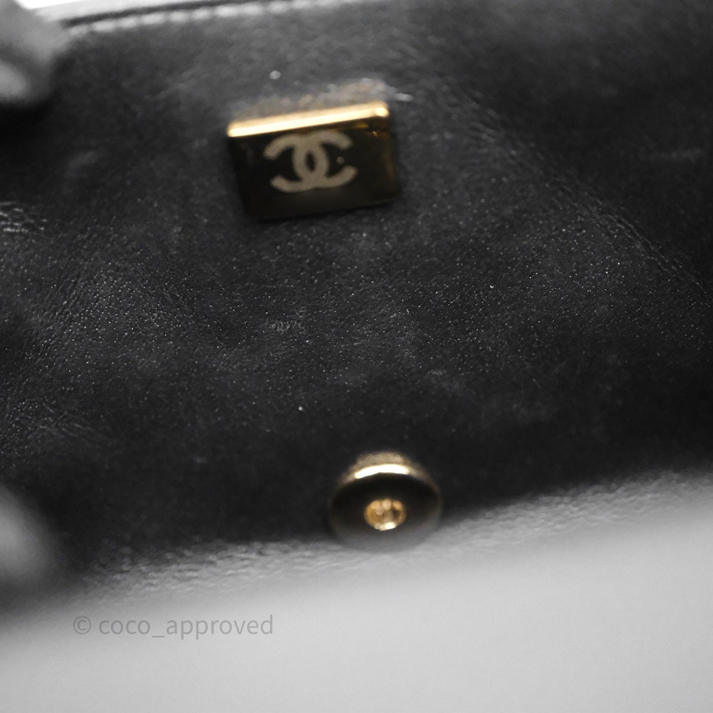 Chanel Mini Square Quilted Black Lambskin Gold Hardware