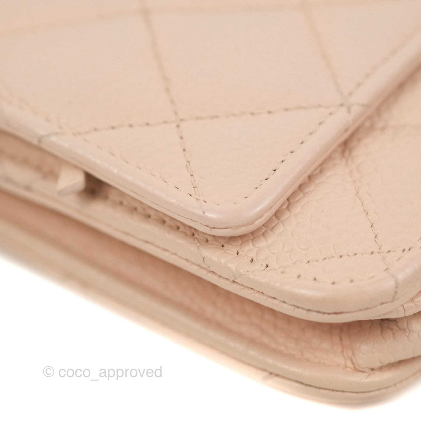 Chanel Quilted Classic Wallet on Chain WOC Pale Pink Caviar Silver Hardware