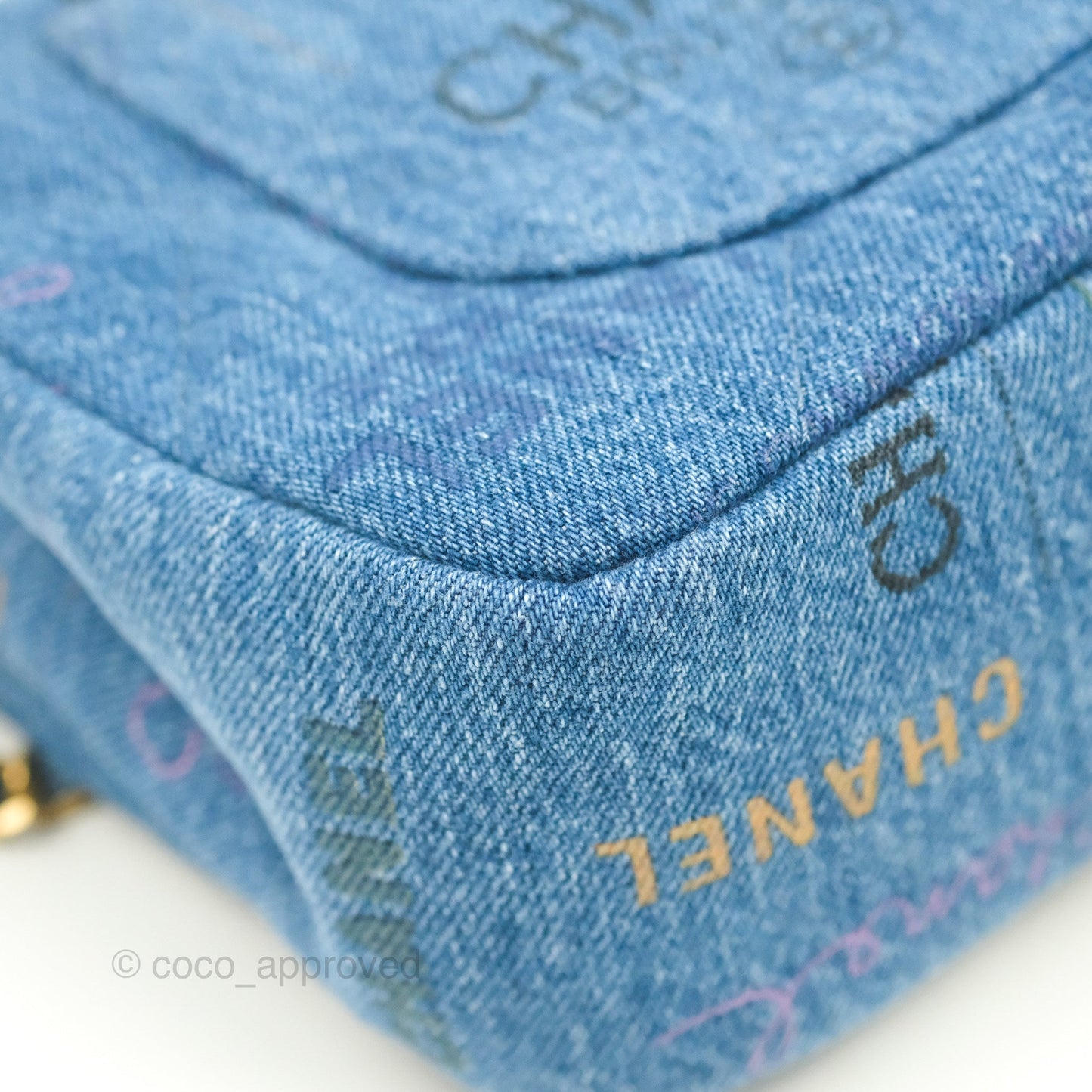Chanel Quilted Small Denim Mood Flap Blue Multicolor 22P