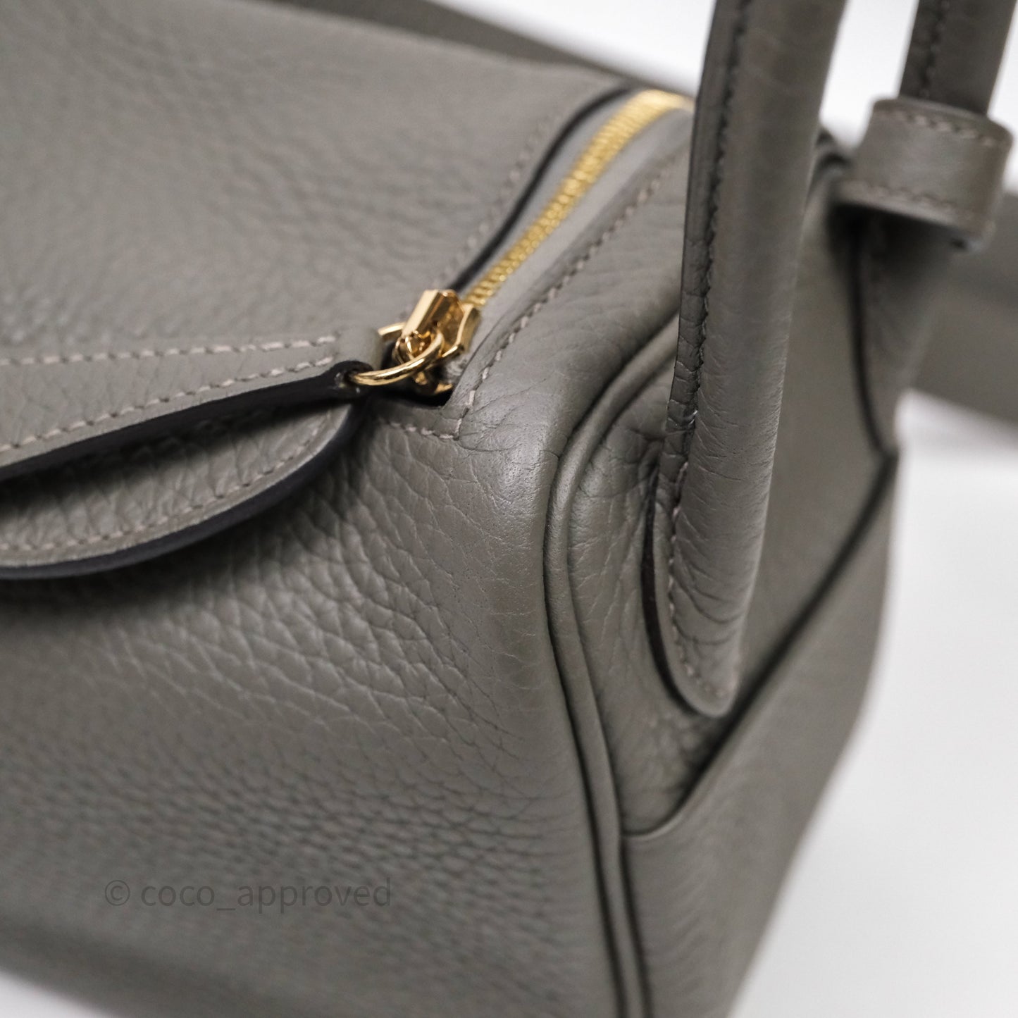 Hermès Mini Lindy 20 Gris Meyer Clemence 0L Gold Hardware