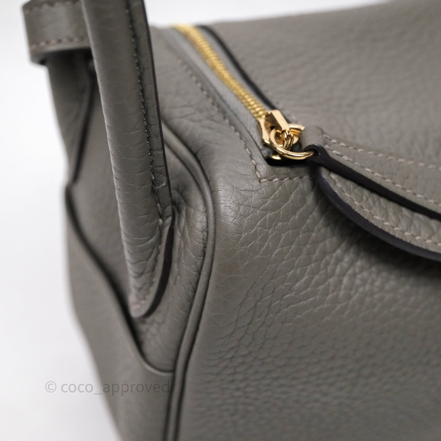 Hermès Mini Lindy 20 Gris Meyer Clemence 0L Gold Hardware