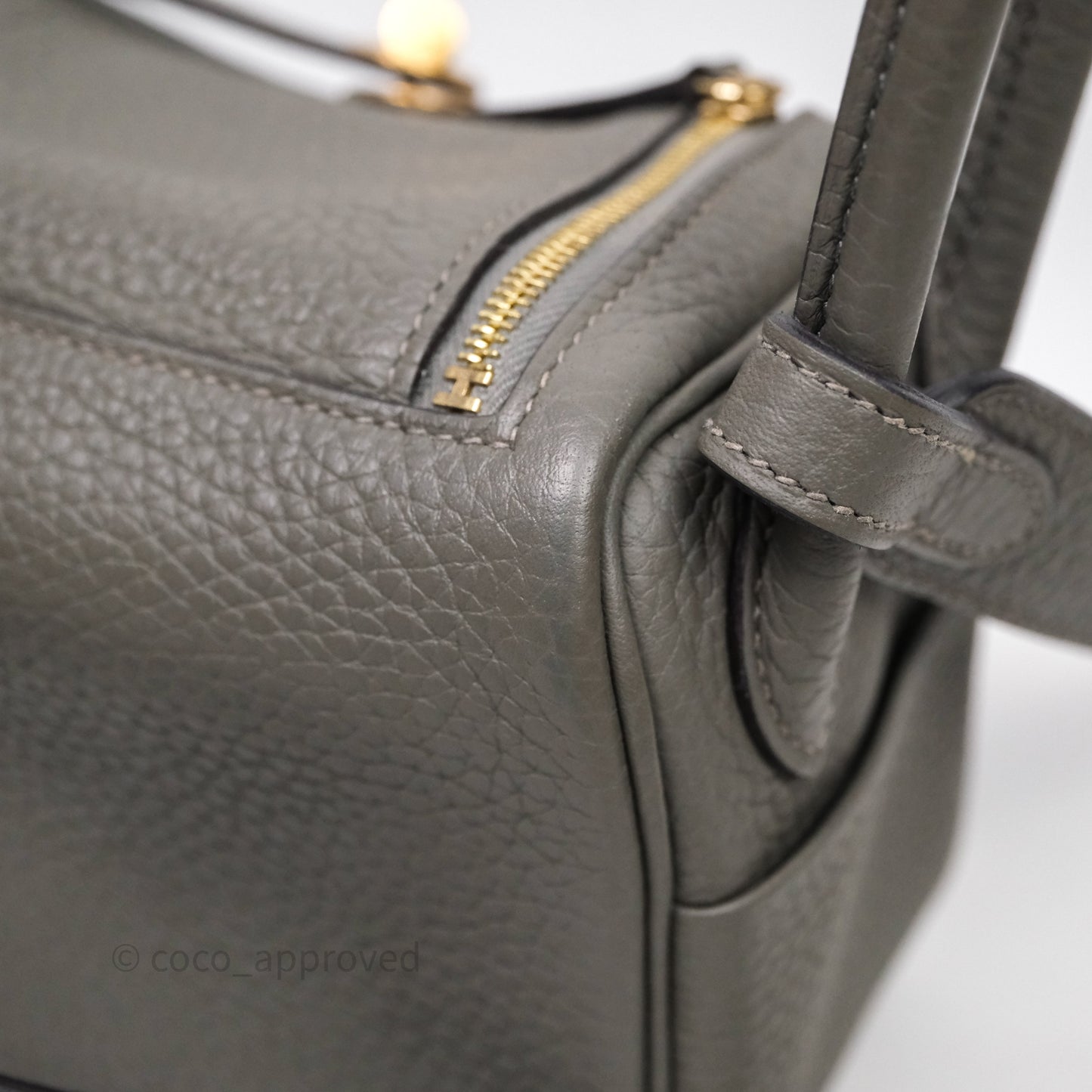 Hermès Mini Lindy 20 Gris Meyer Clemence 0L Gold Hardware