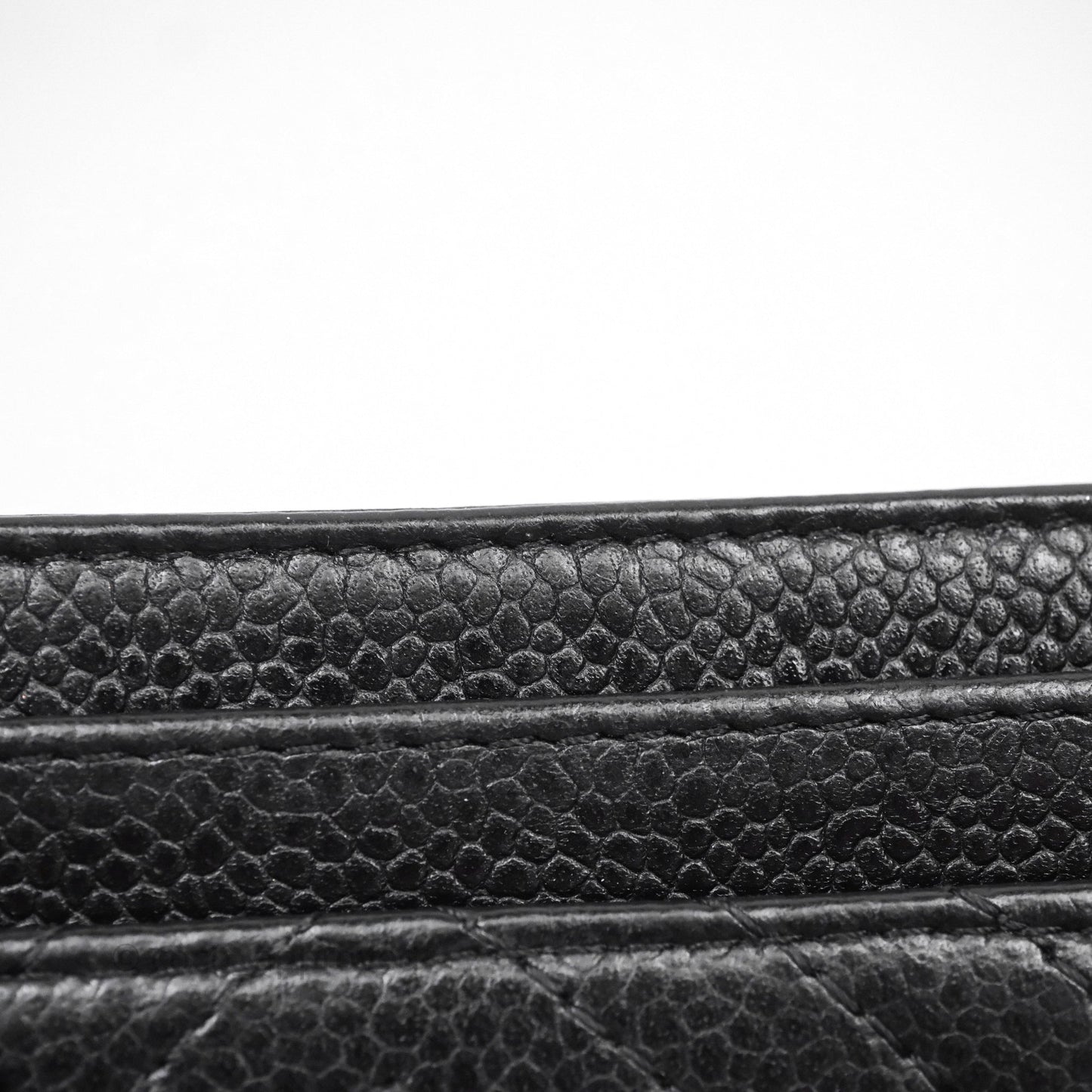 Chanel Chevron Boy Card Holder Black Caviar Sliver Hardware