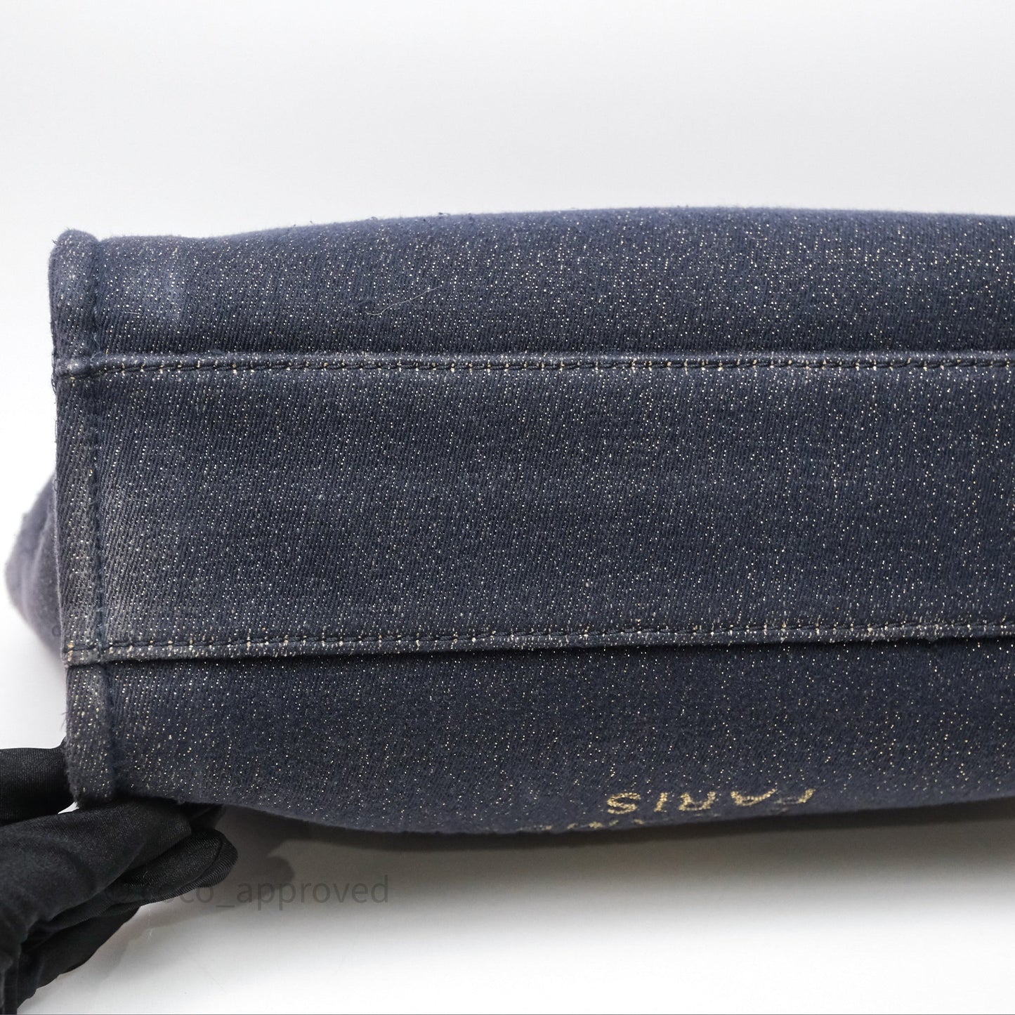 Chanel Medium Deauville Tote Navy Glitter Canvas Gold Hardware