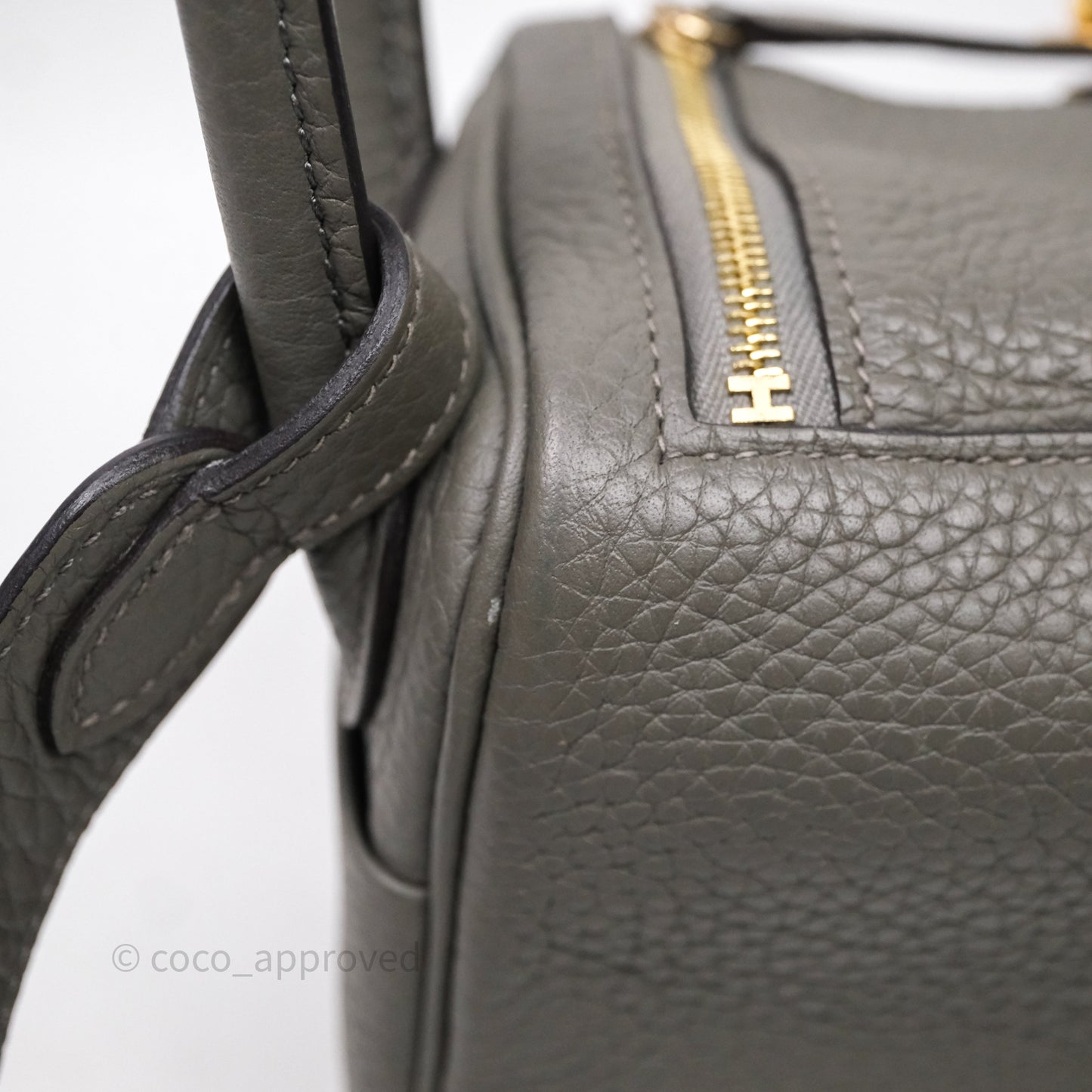 Hermès Mini Lindy 20 Gris Meyer Clemence 0L Gold Hardware