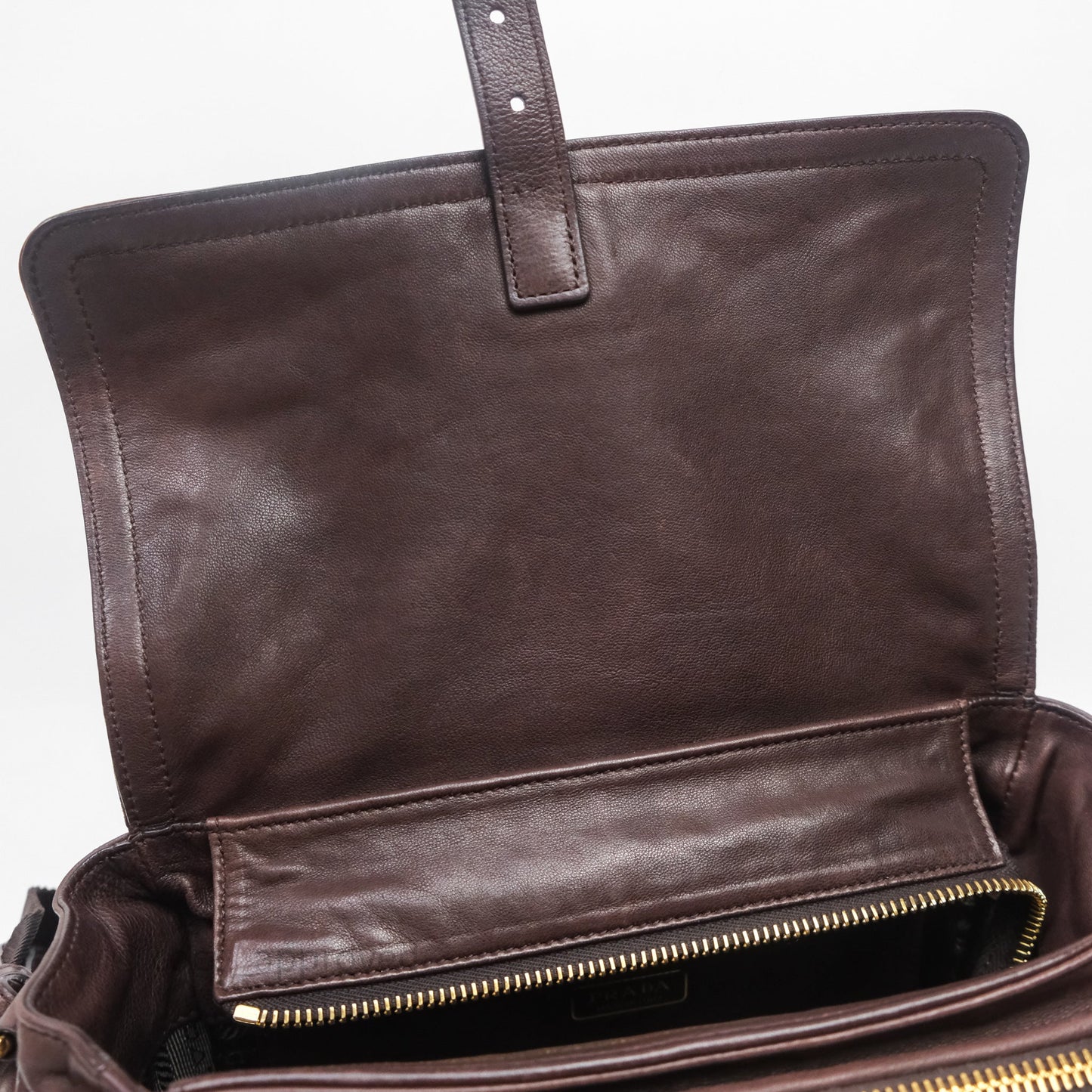 Prada Explore Medium Nappa Leather Shoulder Bag Chocolate Brown