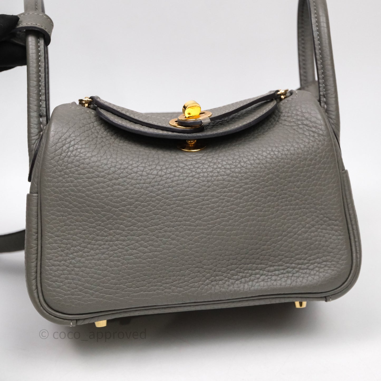 Hermès Mini Lindy 20 Gris Meyer Clemence 0L Gold Hardware