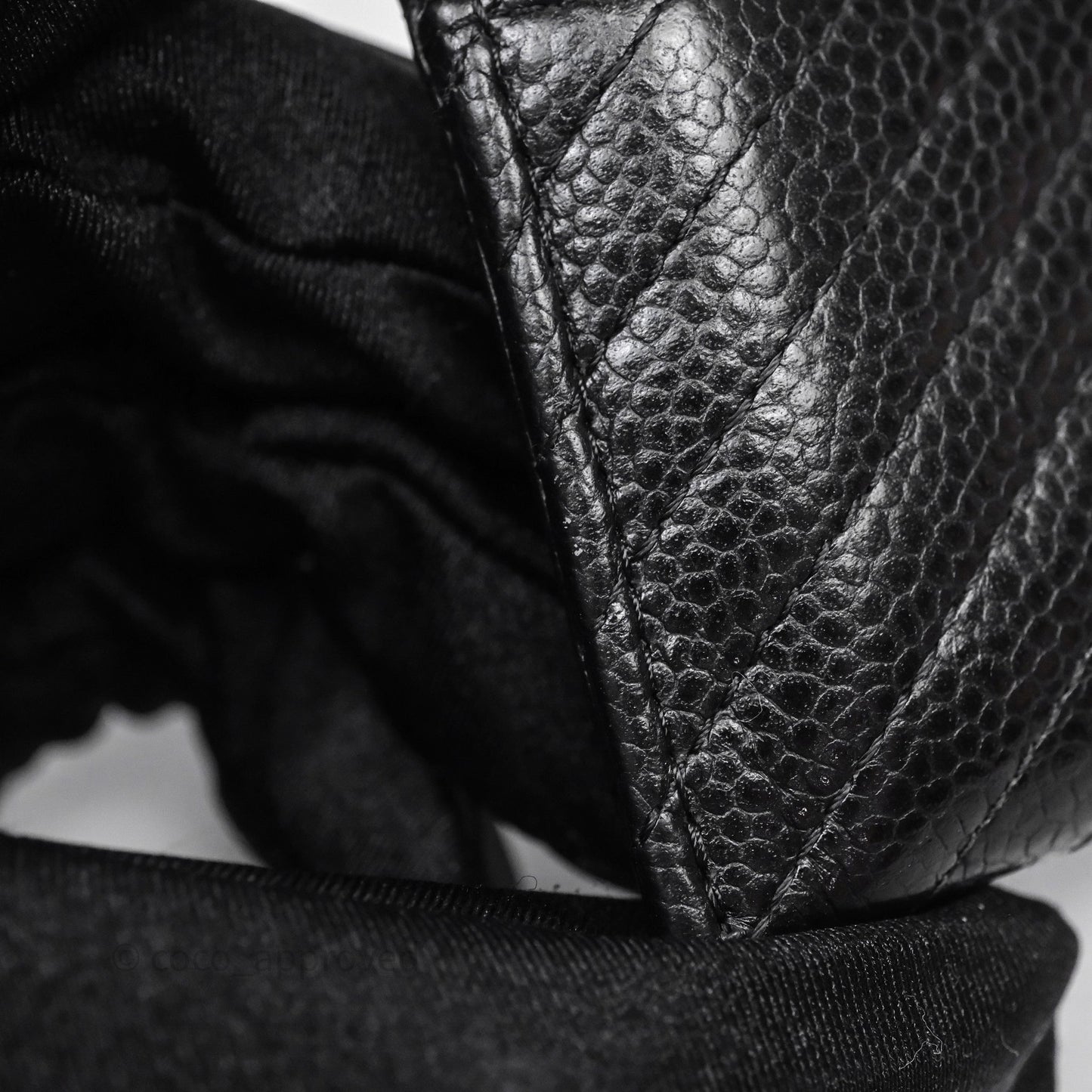 Chanel Chevron Boy Card Holder Black Caviar Sliver Hardware
