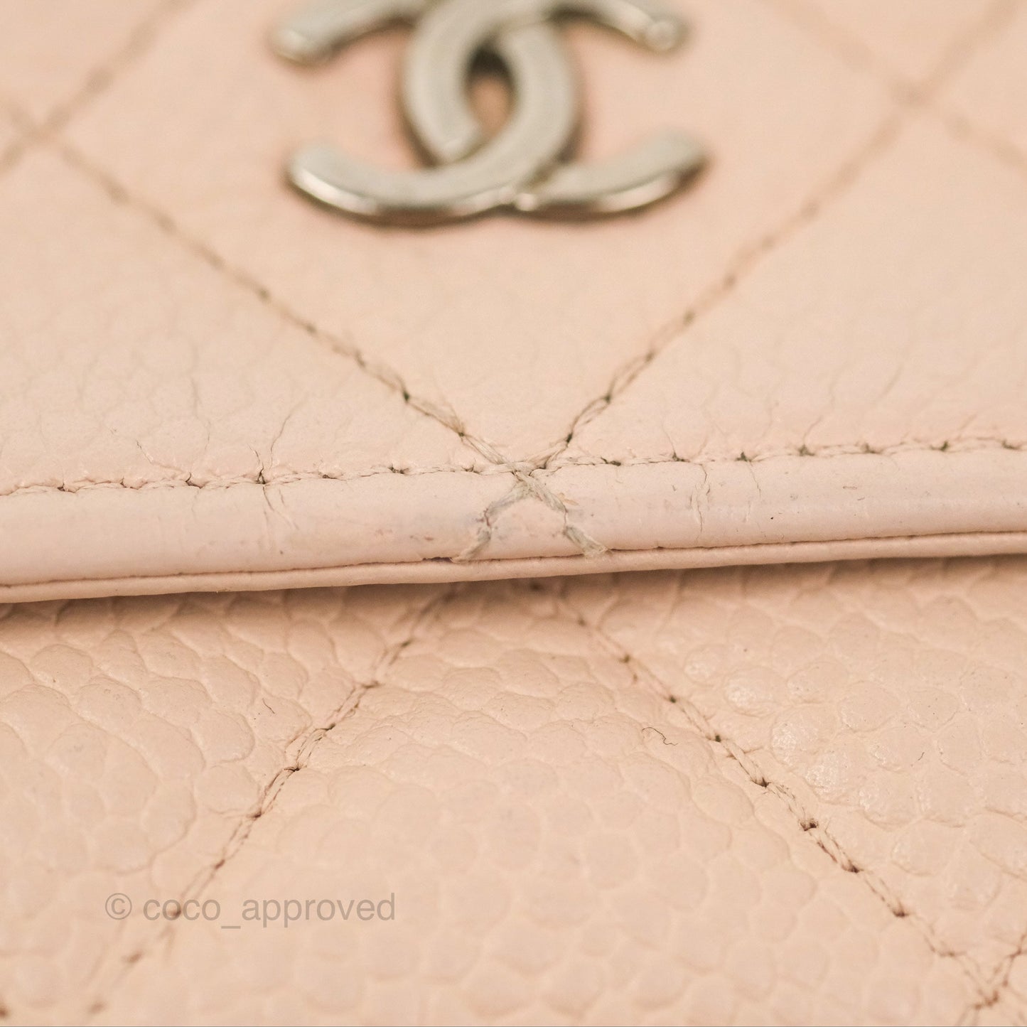 Chanel Quilted Classic Wallet on Chain WOC Pale Pink Caviar Silver Hardware