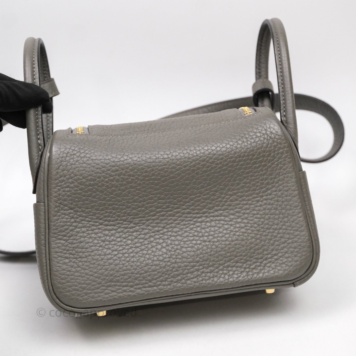Hermès Mini Lindy 20 Gris Meyer Clemence 0L Gold Hardware