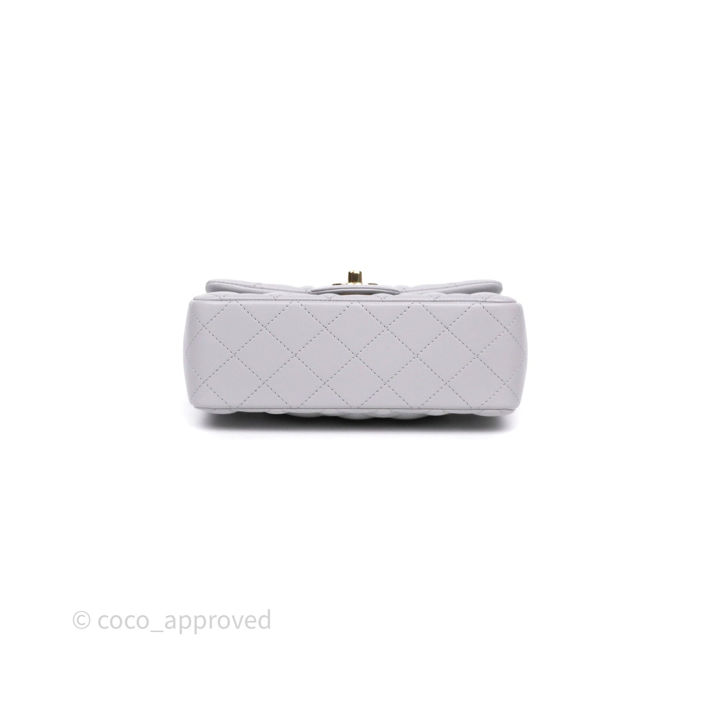 Chanel Top Handle Mini Rectangular Flap Light Grey Lambskin Gold Hardware