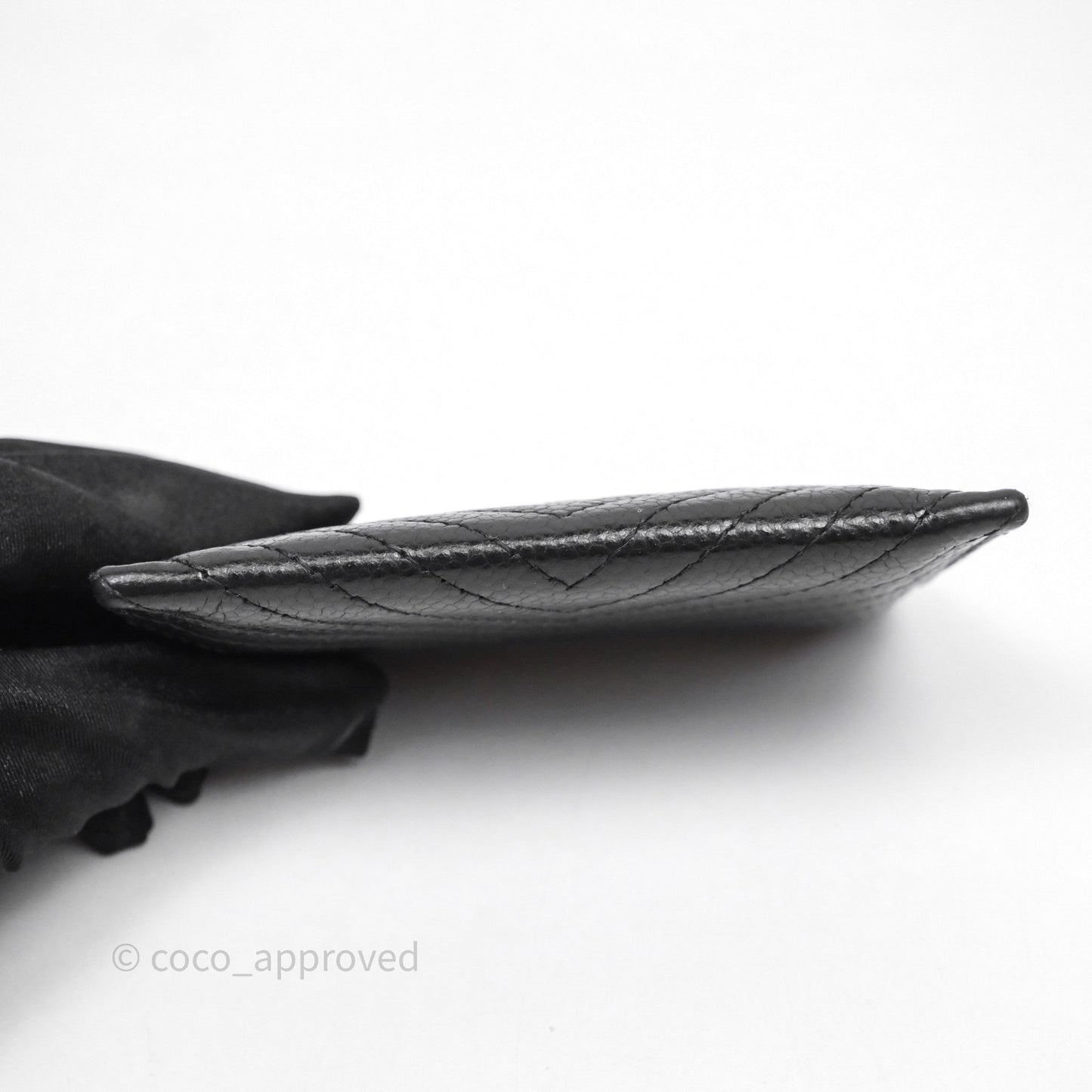 Chanel Chevron Boy Card Holder Black Caviar Sliver Hardware