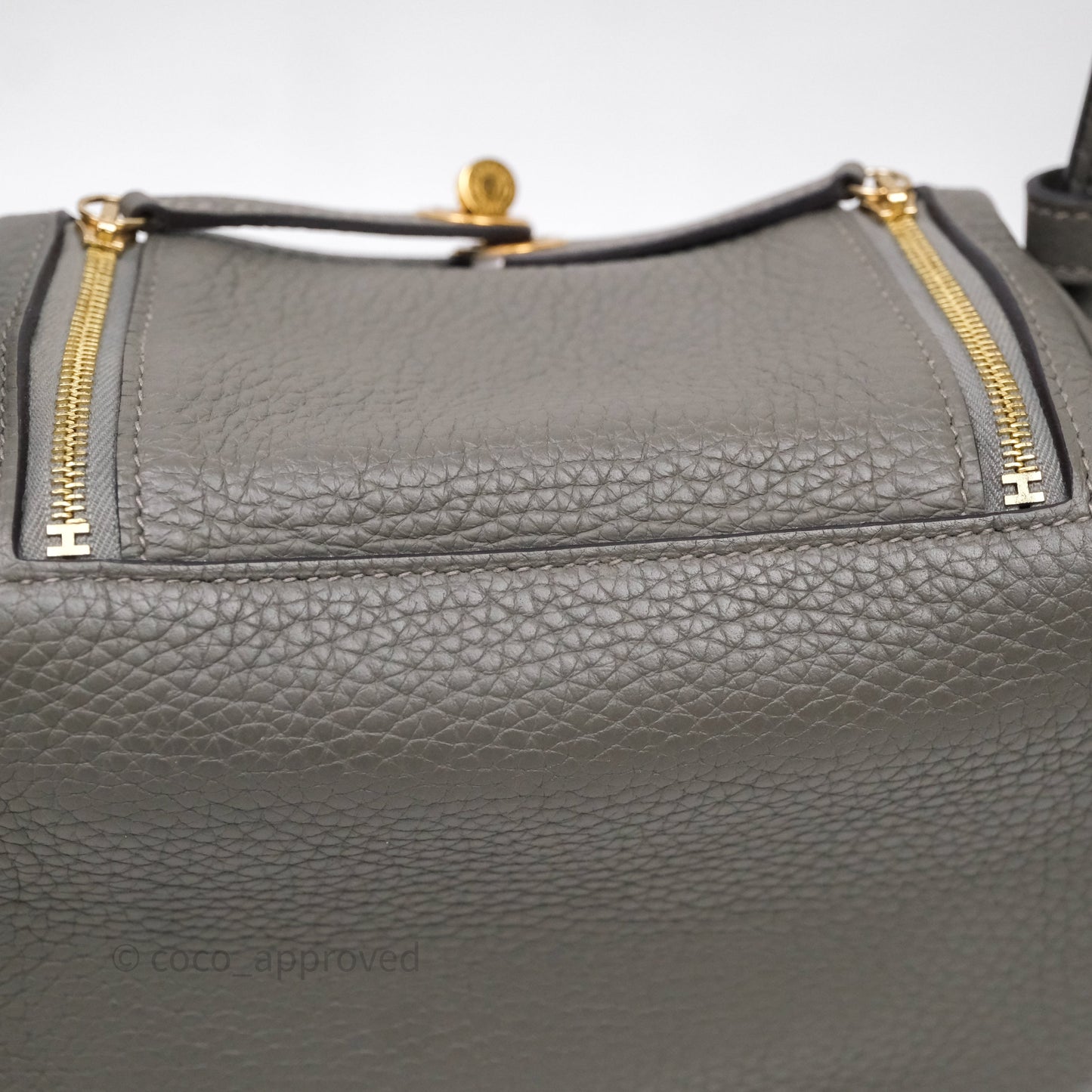 Hermès Mini Lindy 20 Gris Meyer Clemence 0L Gold Hardware