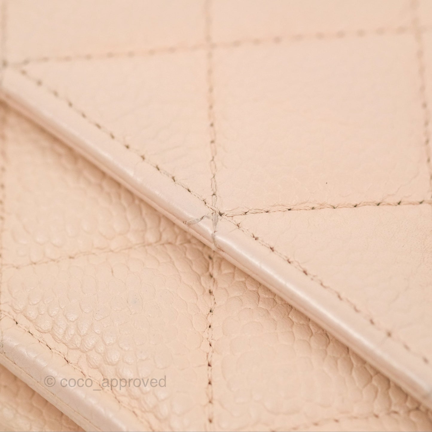Chanel Quilted Classic Wallet on Chain WOC Pale Pink Caviar Silver Hardware