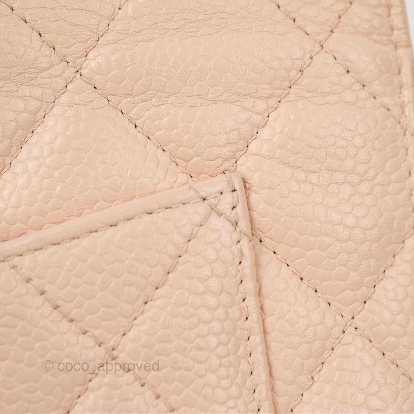 Chanel Quilted Classic Wallet on Chain WOC Pale Pink Caviar Silver Hardware