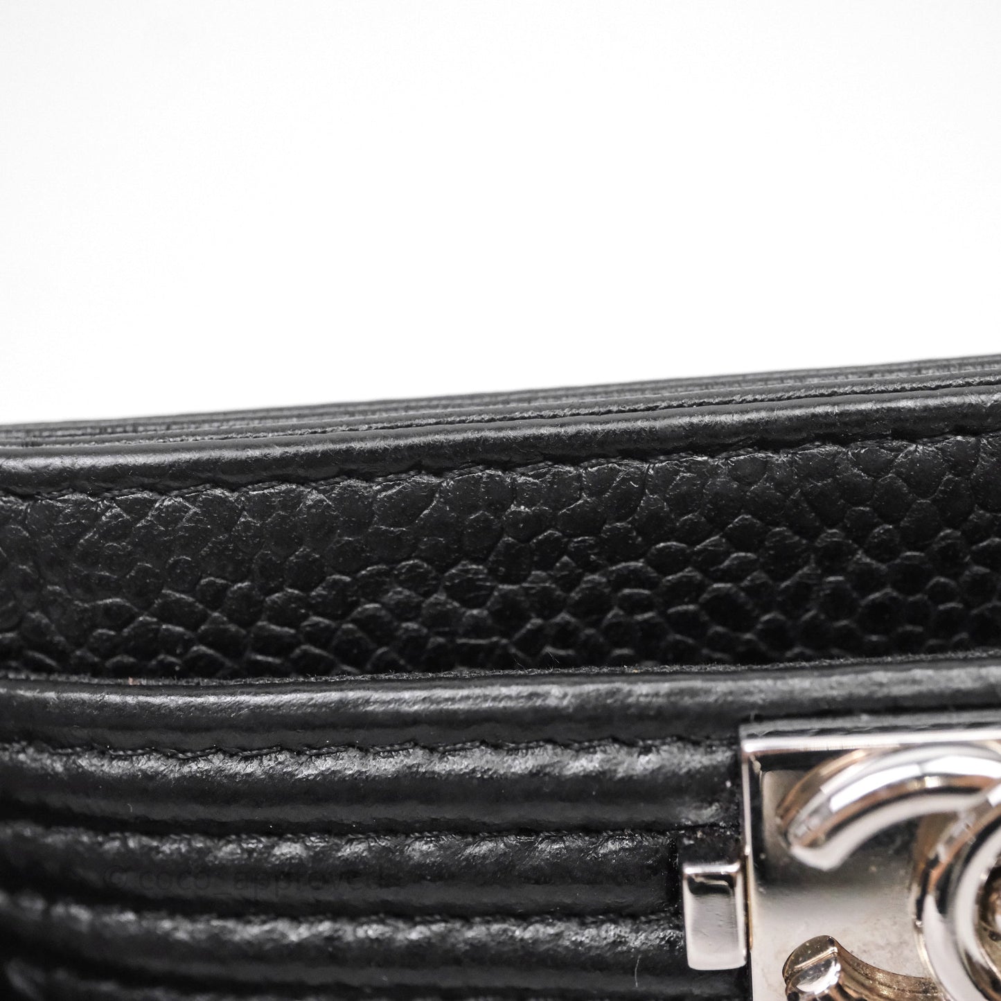 Chanel Chevron Boy Card Holder Black Caviar Sliver Hardware