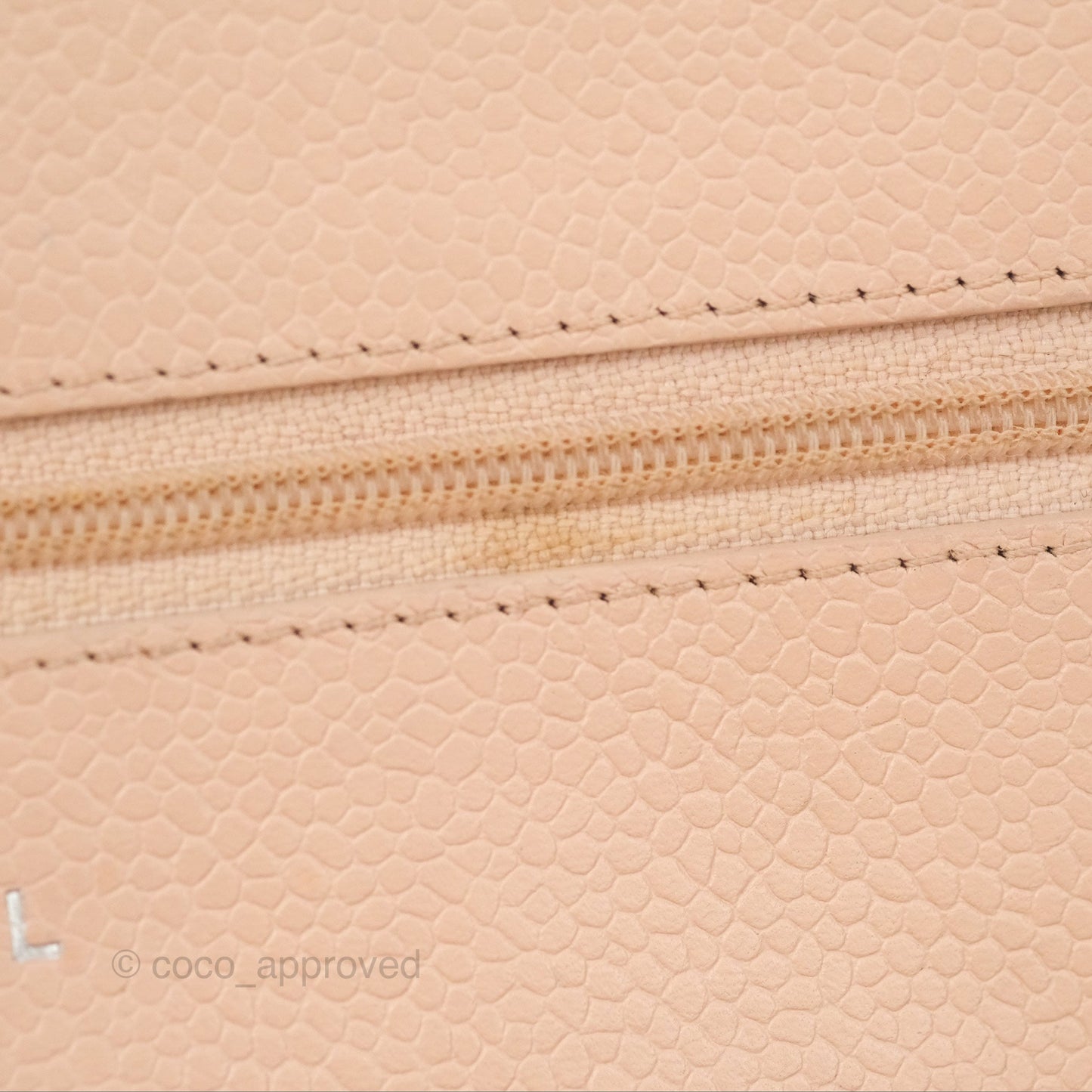 Chanel Quilted Classic Wallet on Chain WOC Pale Pink Caviar Silver Hardware