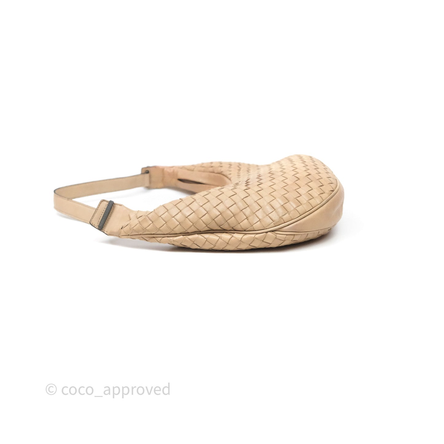 Bottega Veneta Vintage Intrecciato Lambskin Shoulder Bag Beige