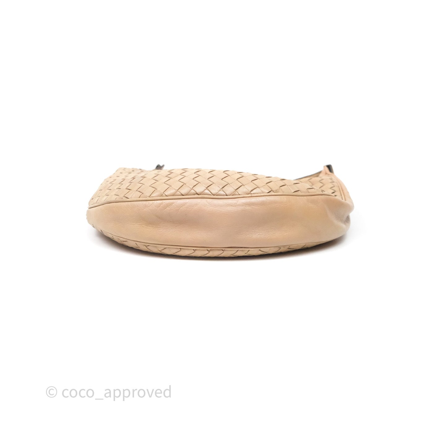 Bottega Veneta Vintage Intrecciato Lambskin Shoulder Bag Beige