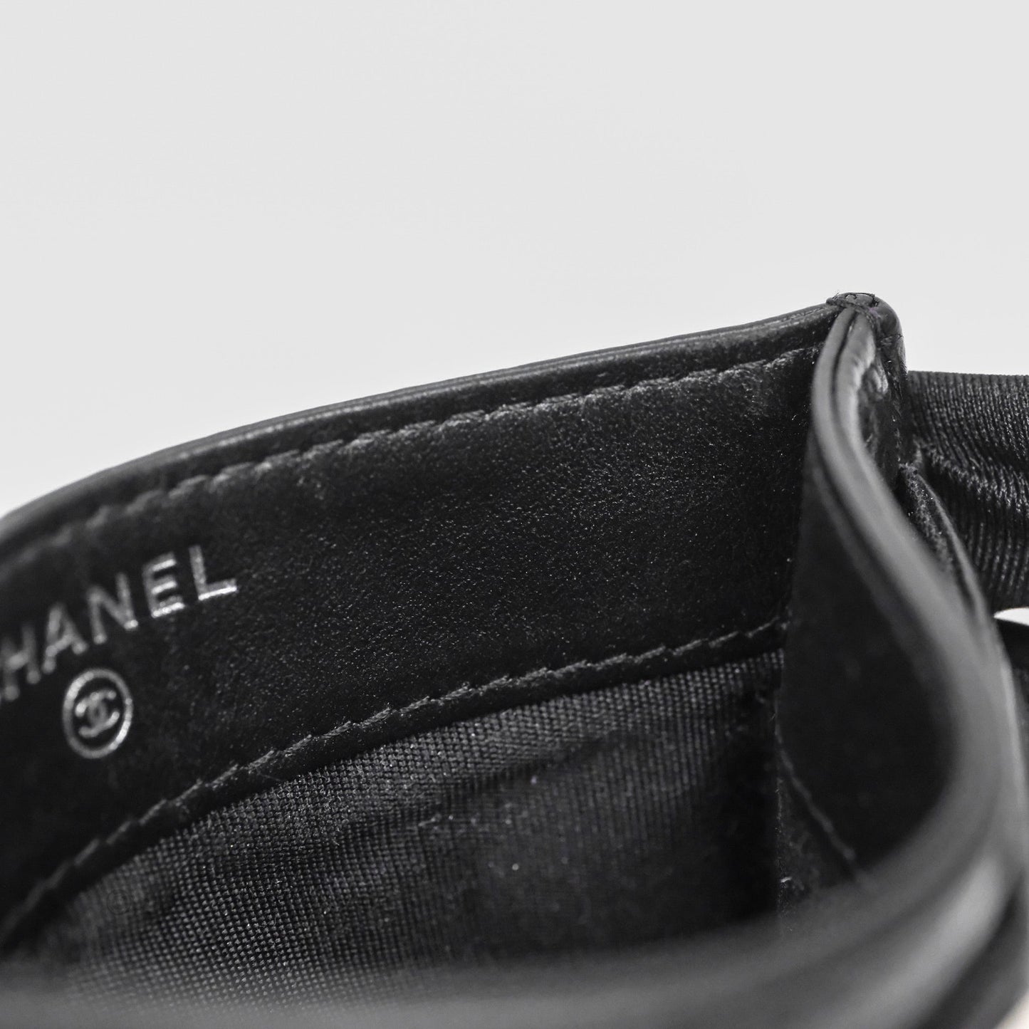 Chanel Chevron Boy Card Holder Black Caviar Sliver Hardware