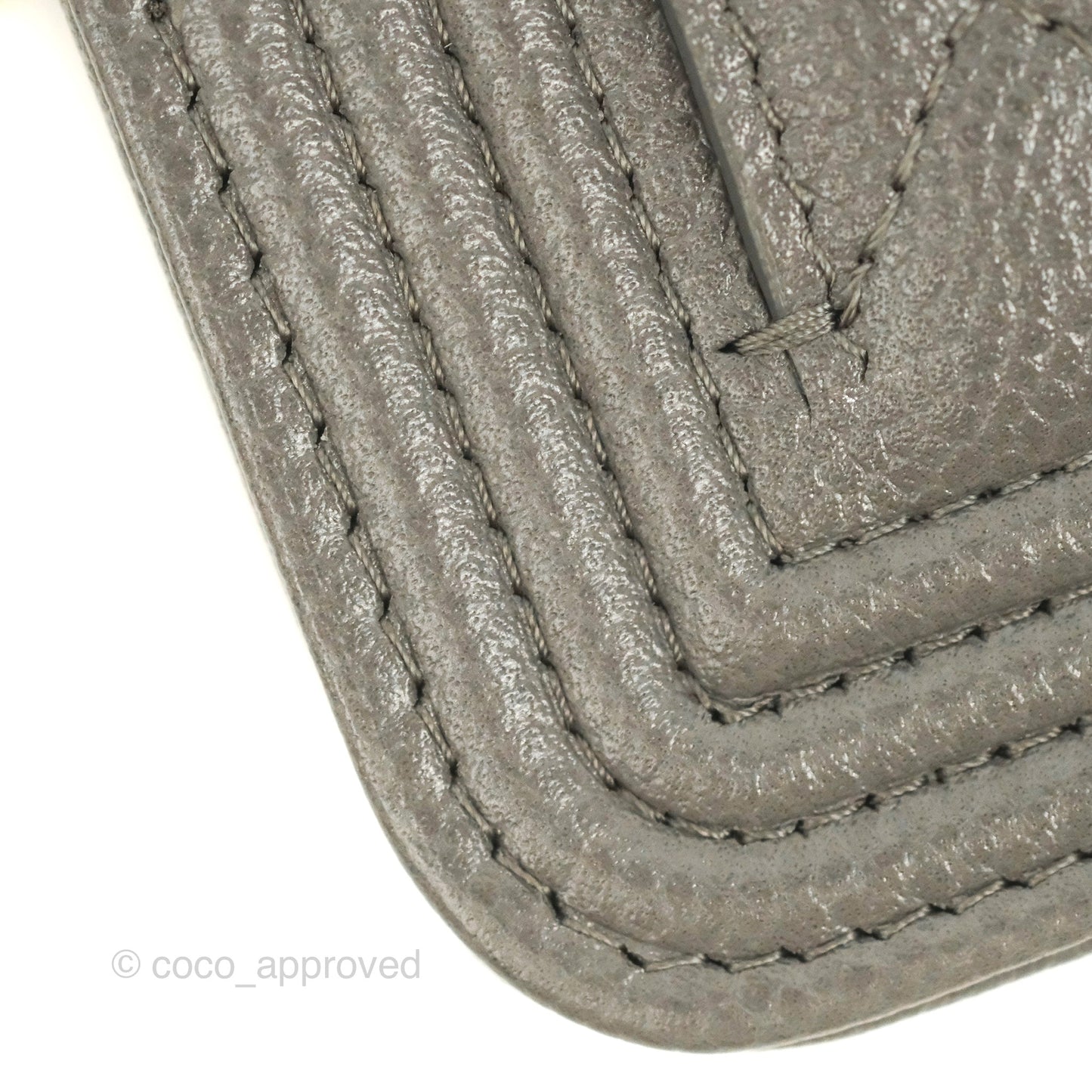 Chanel Quilted Mini WOC Wallet on Chain Boy Grey Caviar Aged Gold Hardware