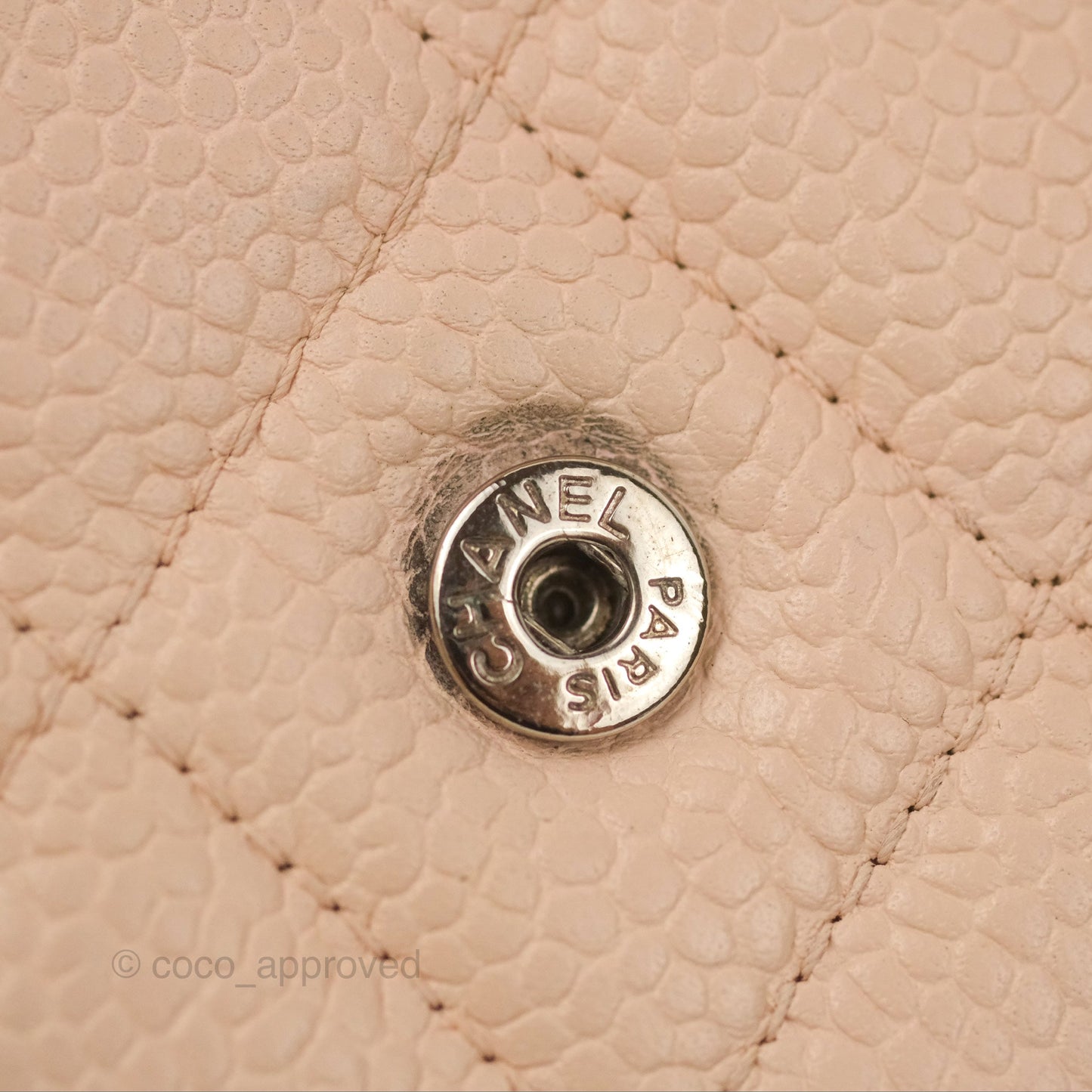 Chanel Quilted Classic Wallet on Chain WOC Pale Pink Caviar Silver Hardware