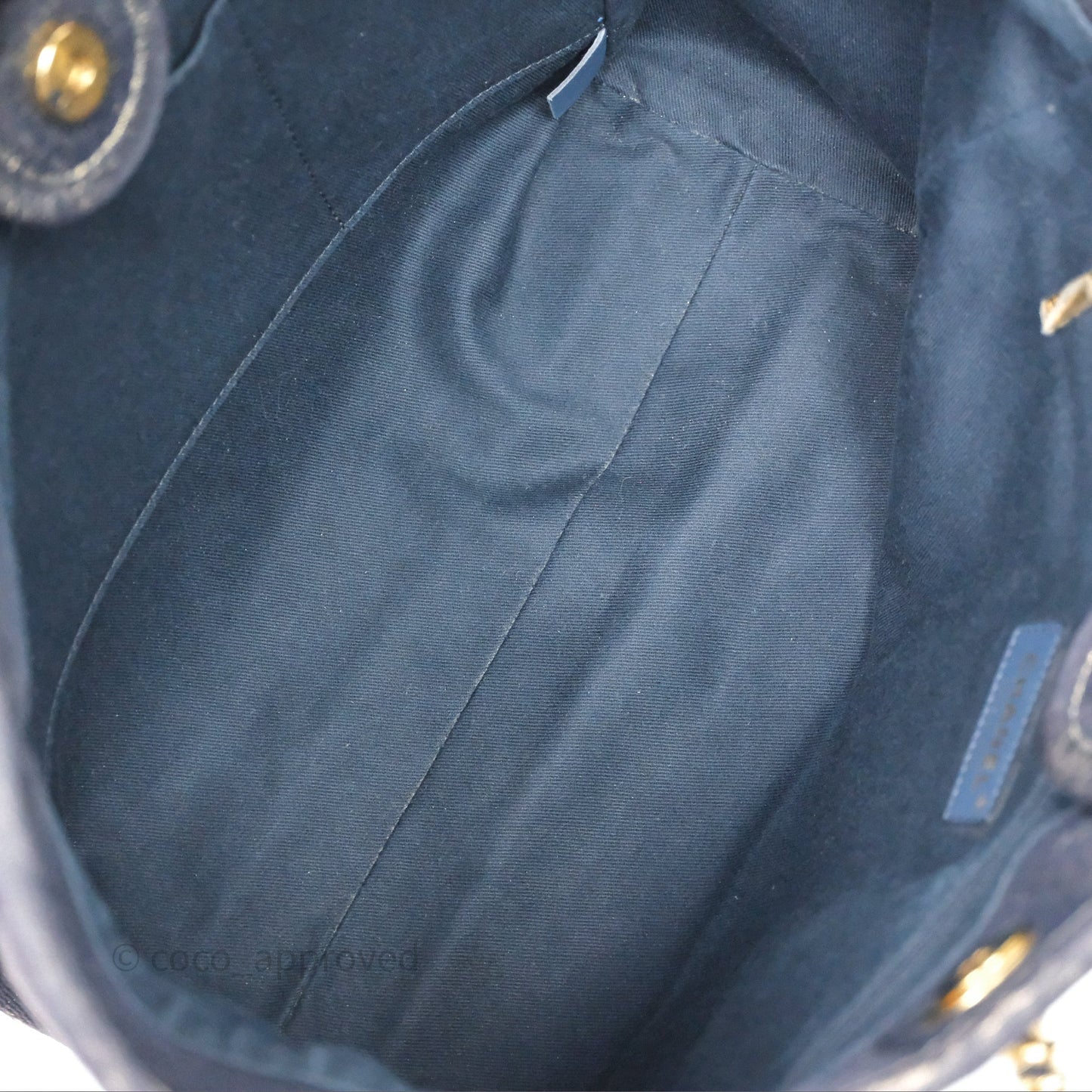 Chanel Medium Deauville Tote Navy Glitter Canvas Gold Hardware