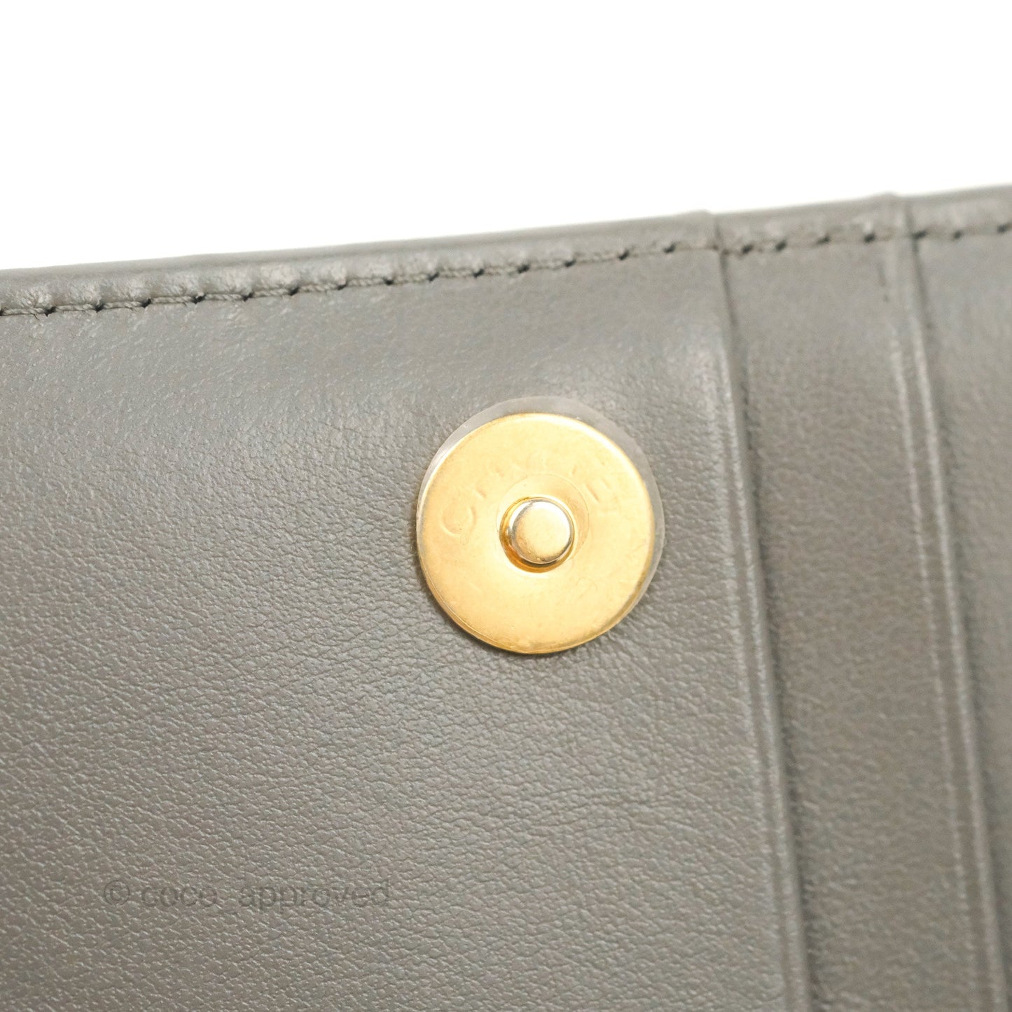 Chanel Quilted Mini WOC Wallet on Chain Boy Grey Caviar Aged Gold Hardware