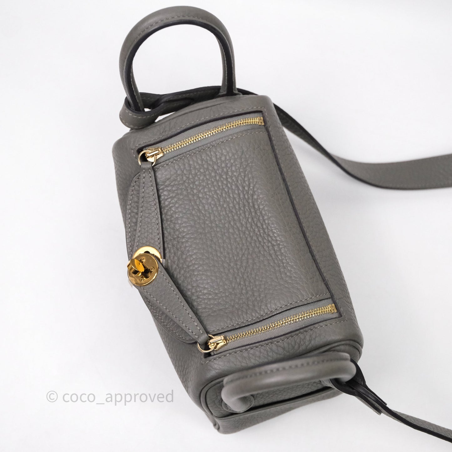 Hermès Mini Lindy 20 Gris Meyer Clemence 0L Gold Hardware