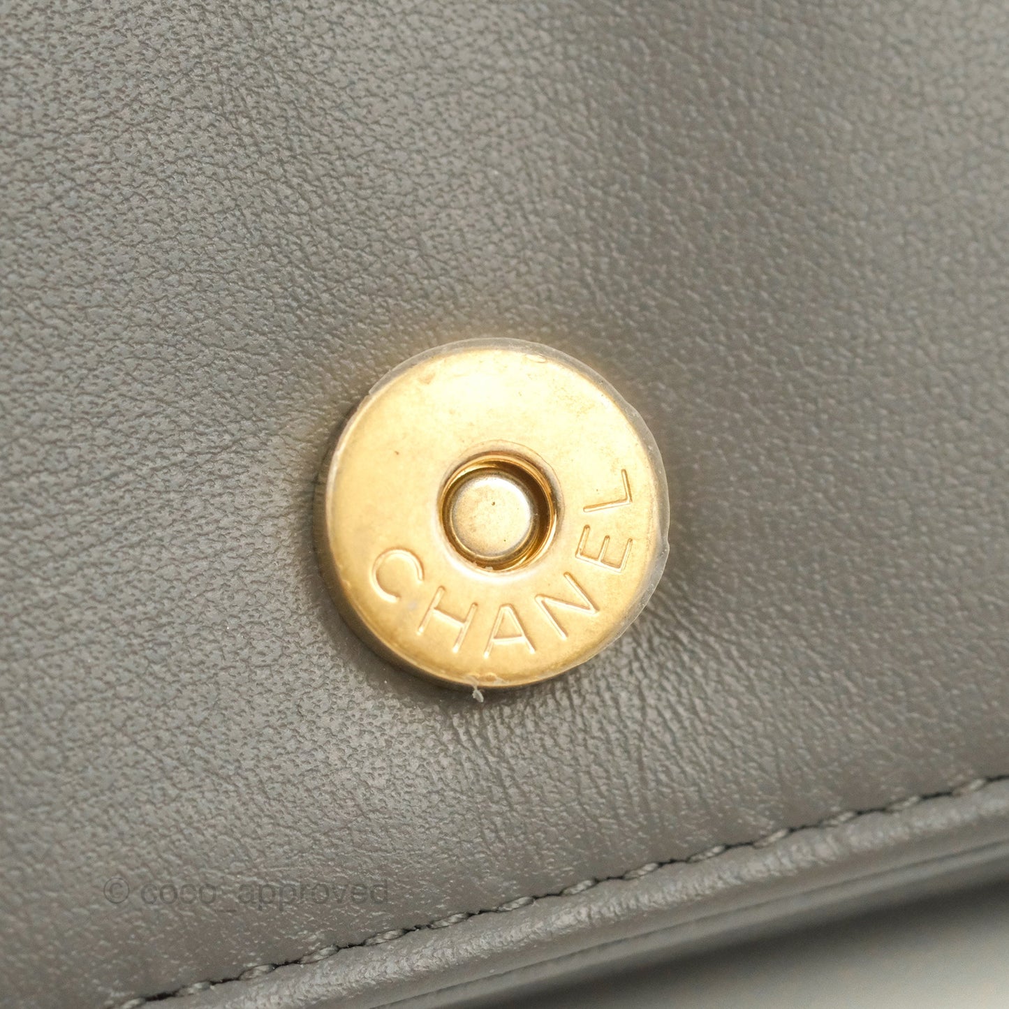 Chanel Quilted Mini WOC Wallet on Chain Boy Grey Caviar Aged Gold Hardware