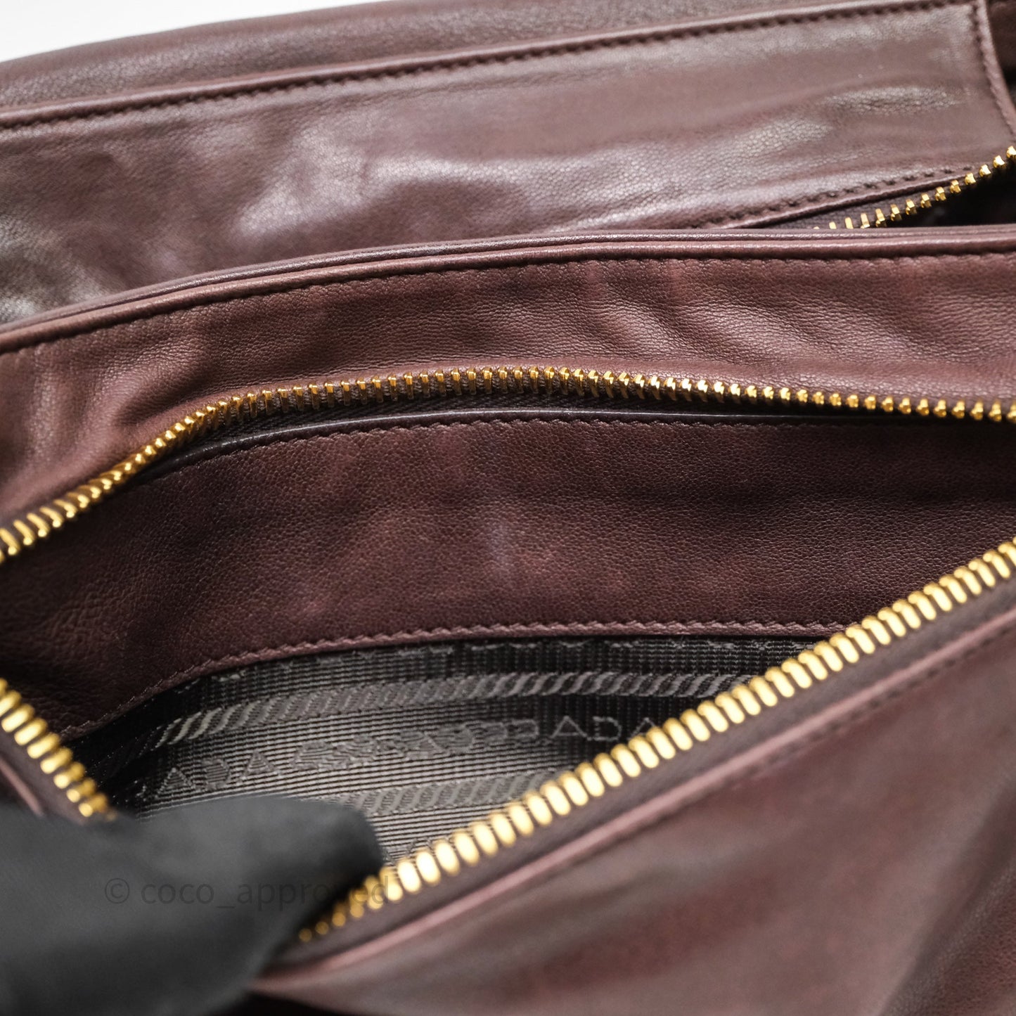 Prada Explore Medium Nappa Leather Shoulder Bag Chocolate Brown