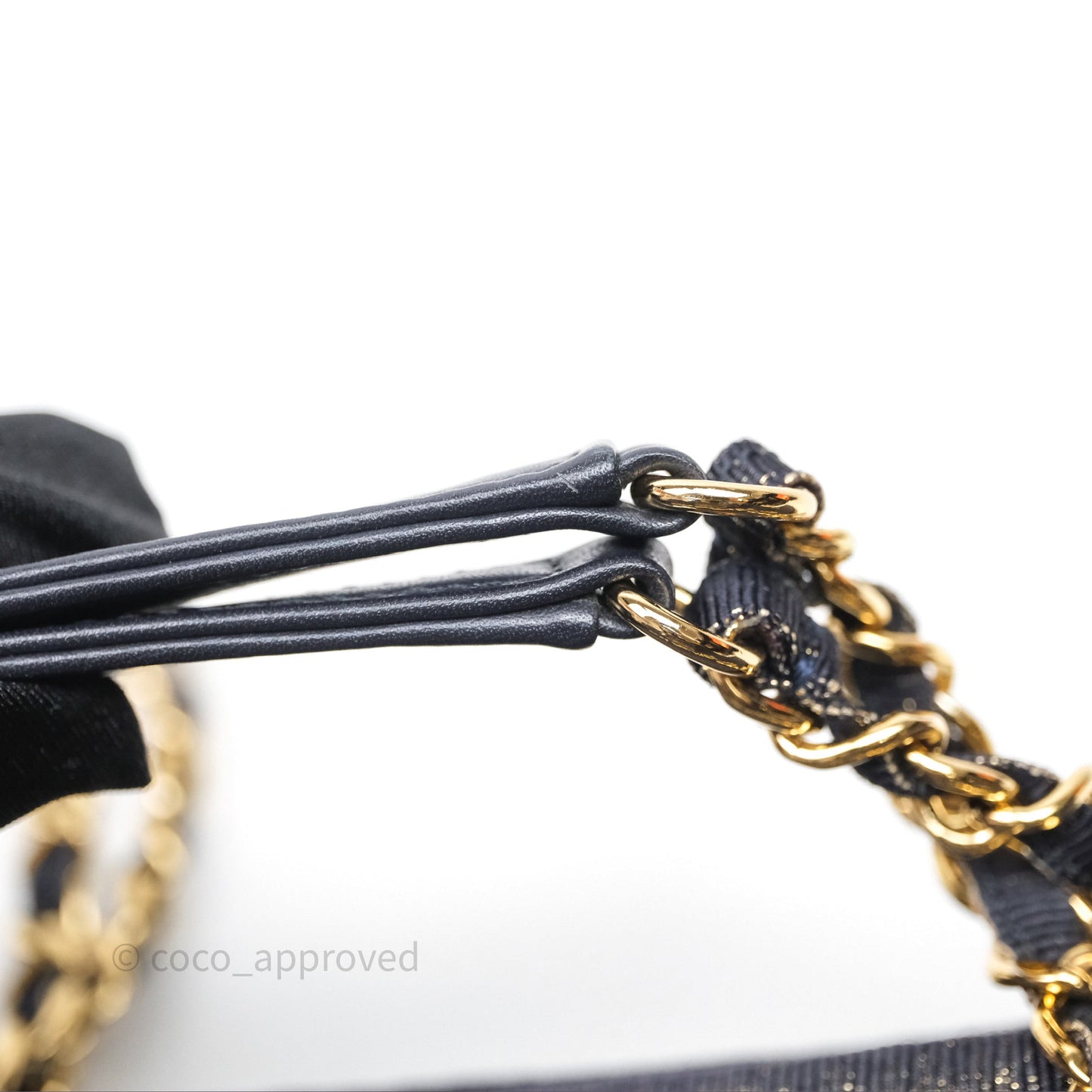 Chanel Medium Deauville Tote Navy Glitter Canvas Gold Hardware