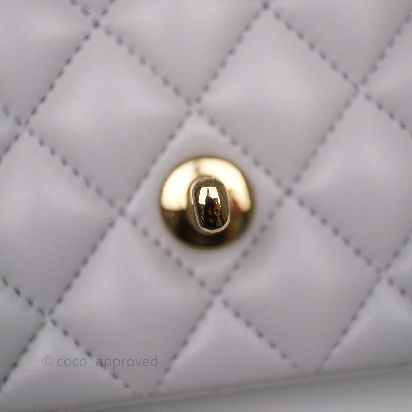 Chanel Top Handle Mini Rectangular Flap Light Grey Lambskin Gold Hardware