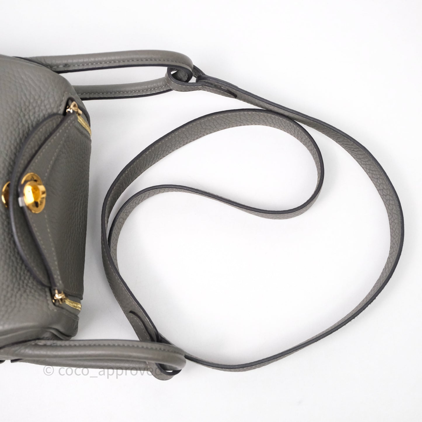 Hermès Mini Lindy 20 Gris Meyer Clemence 0L Gold Hardware