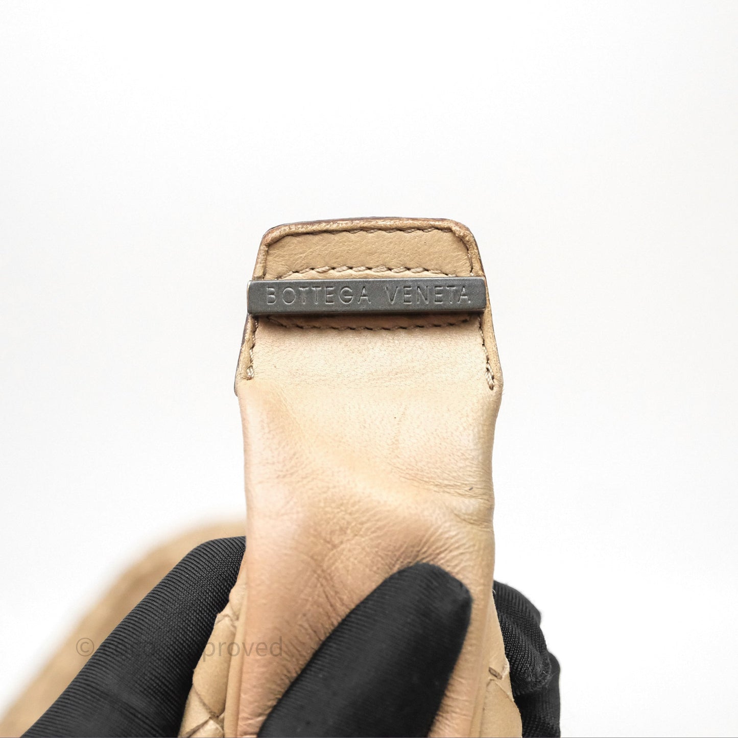 Bottega Veneta Vintage Intrecciato Lambskin Shoulder Bag Beige