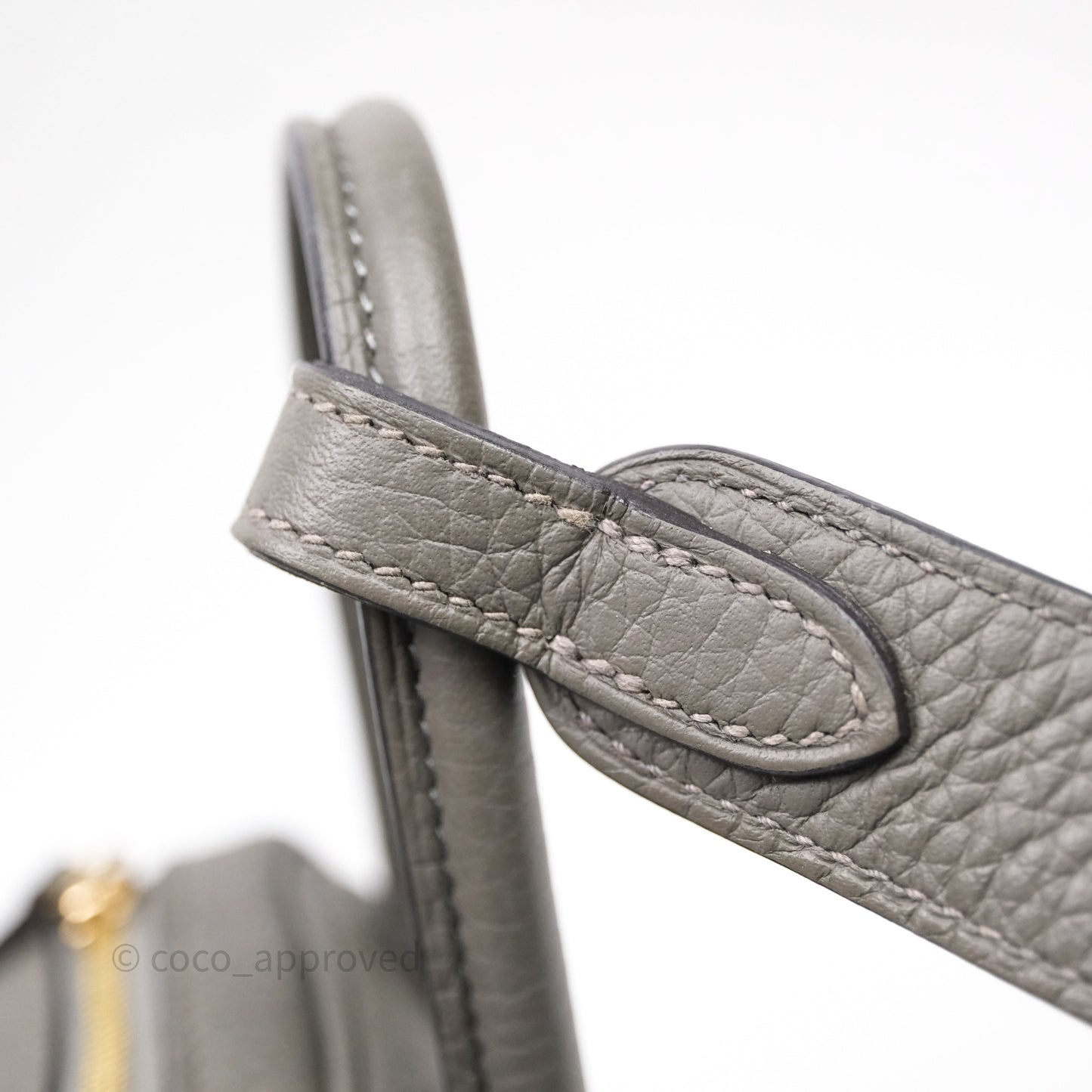 Hermès Mini Lindy 20 Gris Meyer Clemence 0L Gold Hardware