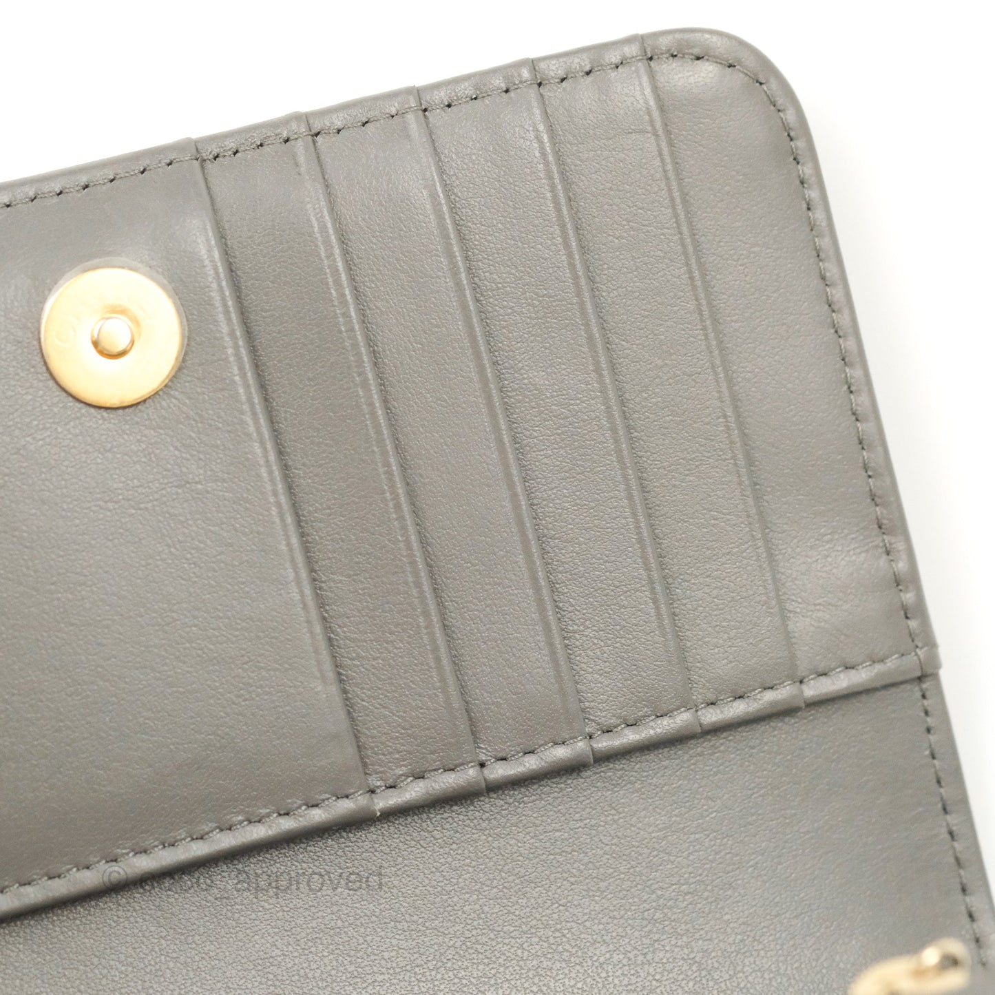 Chanel Quilted Mini WOC Wallet on Chain Boy Grey Caviar Aged Gold Hardware