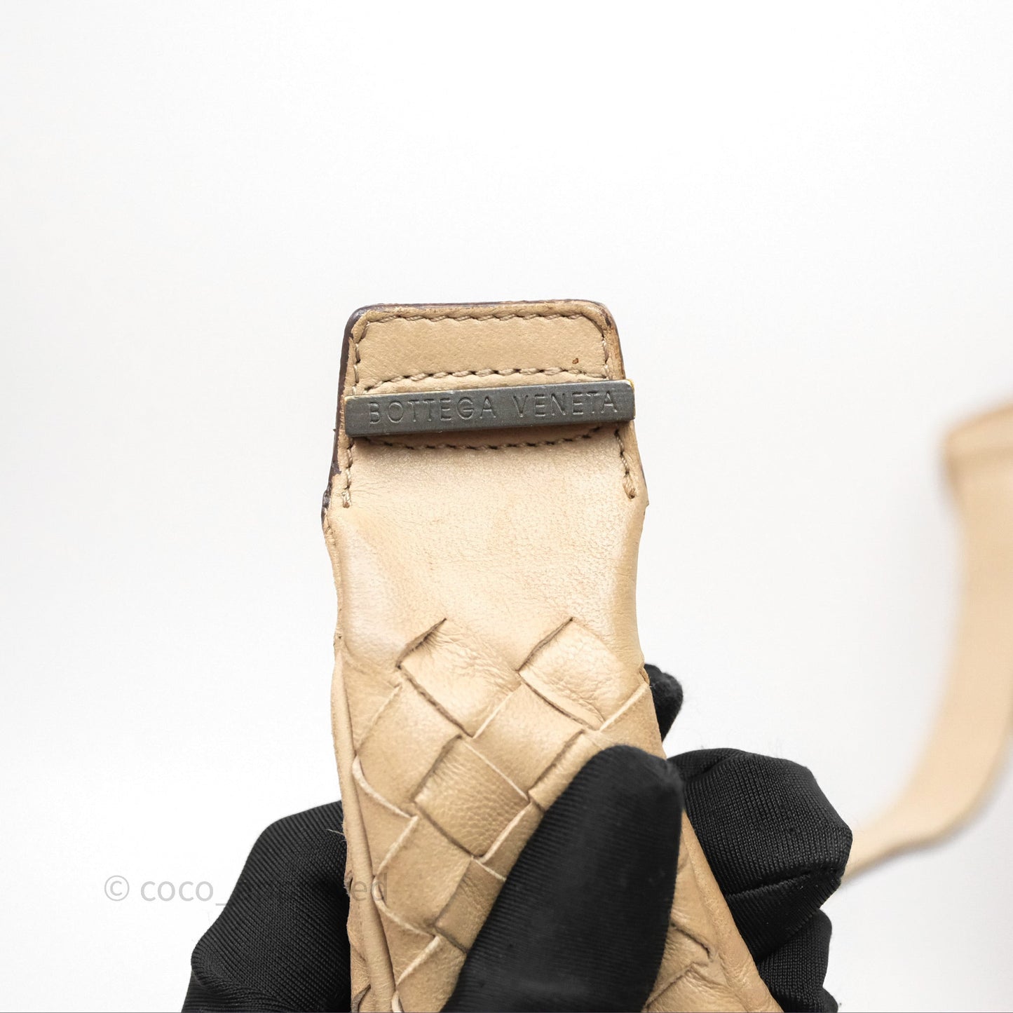 Bottega Veneta Vintage Intrecciato Lambskin Shoulder Bag Beige