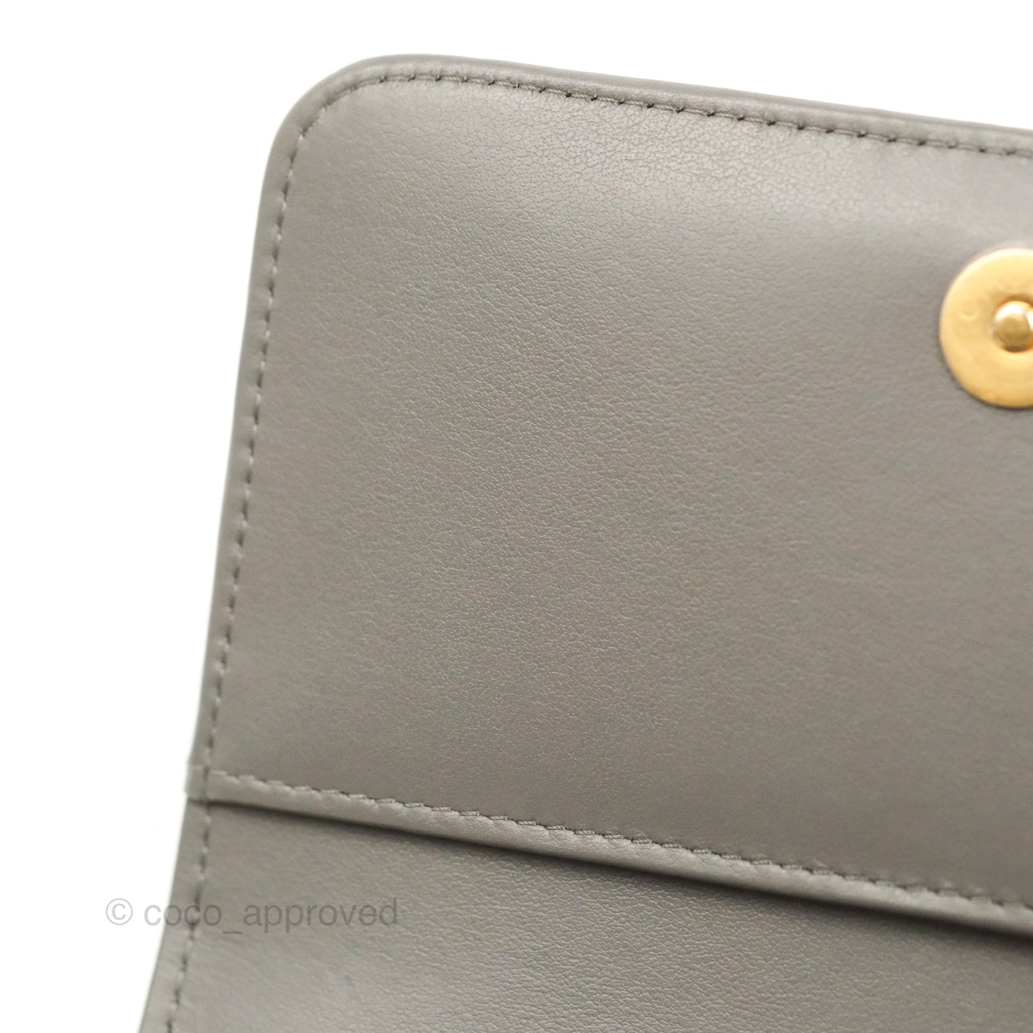 Chanel Quilted Mini WOC Wallet on Chain Boy Grey Caviar Aged Gold Hardware