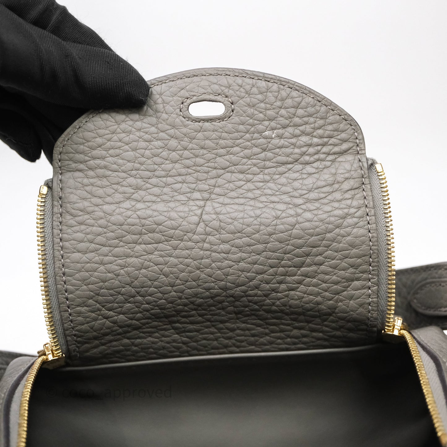 Hermès Mini Lindy 20 Gris Meyer Clemence 0L Gold Hardware