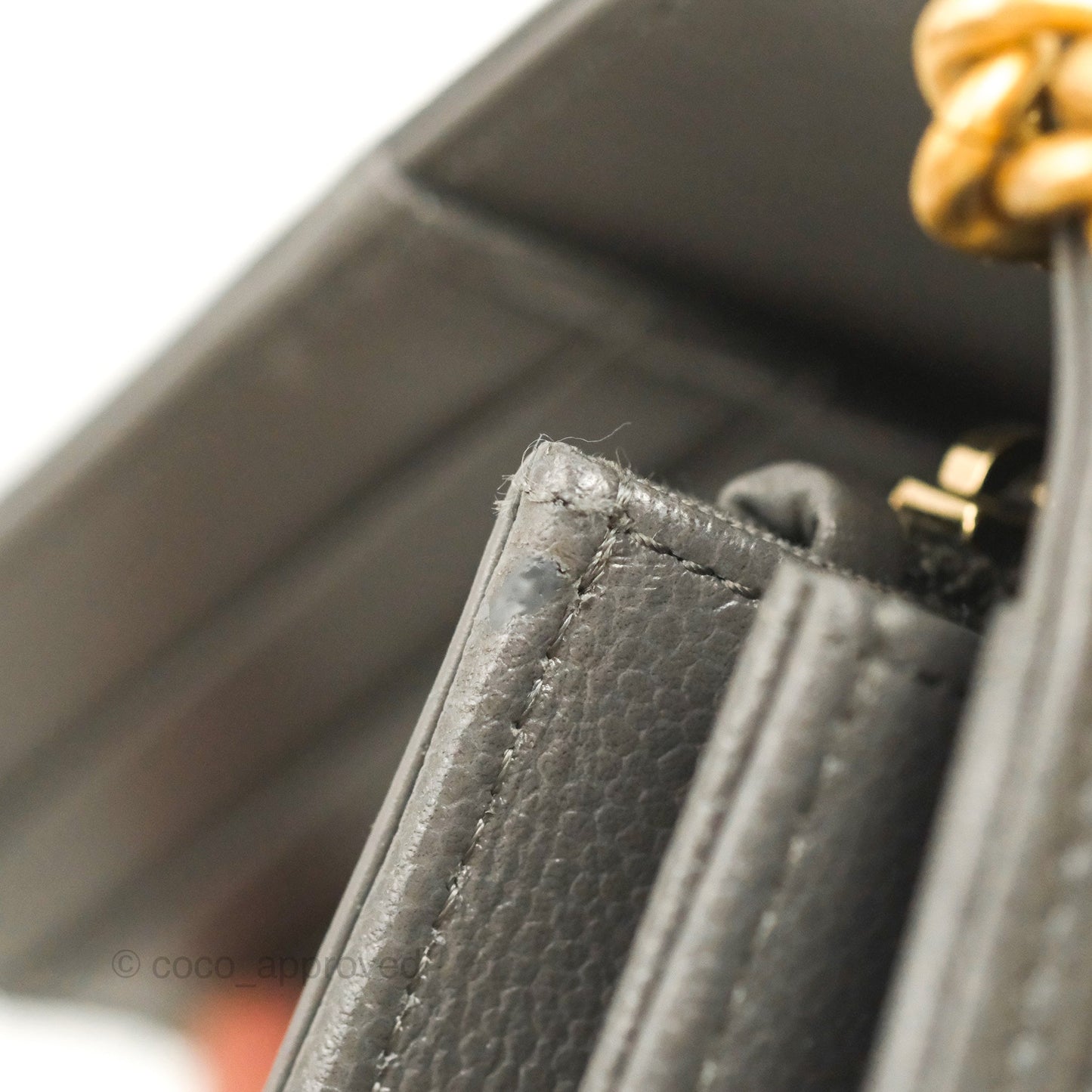 Chanel Quilted Mini WOC Wallet on Chain Boy Grey Caviar Aged Gold Hardware