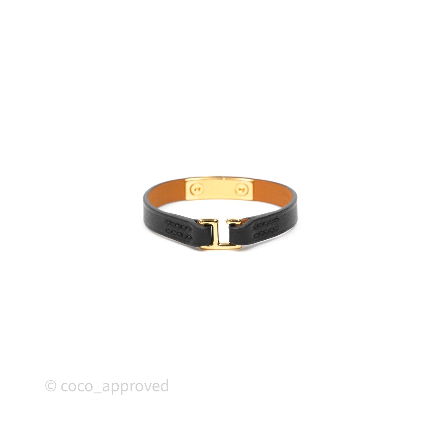 Hermès Rivale Mini Bracelet Noir Swift Gold Hardware