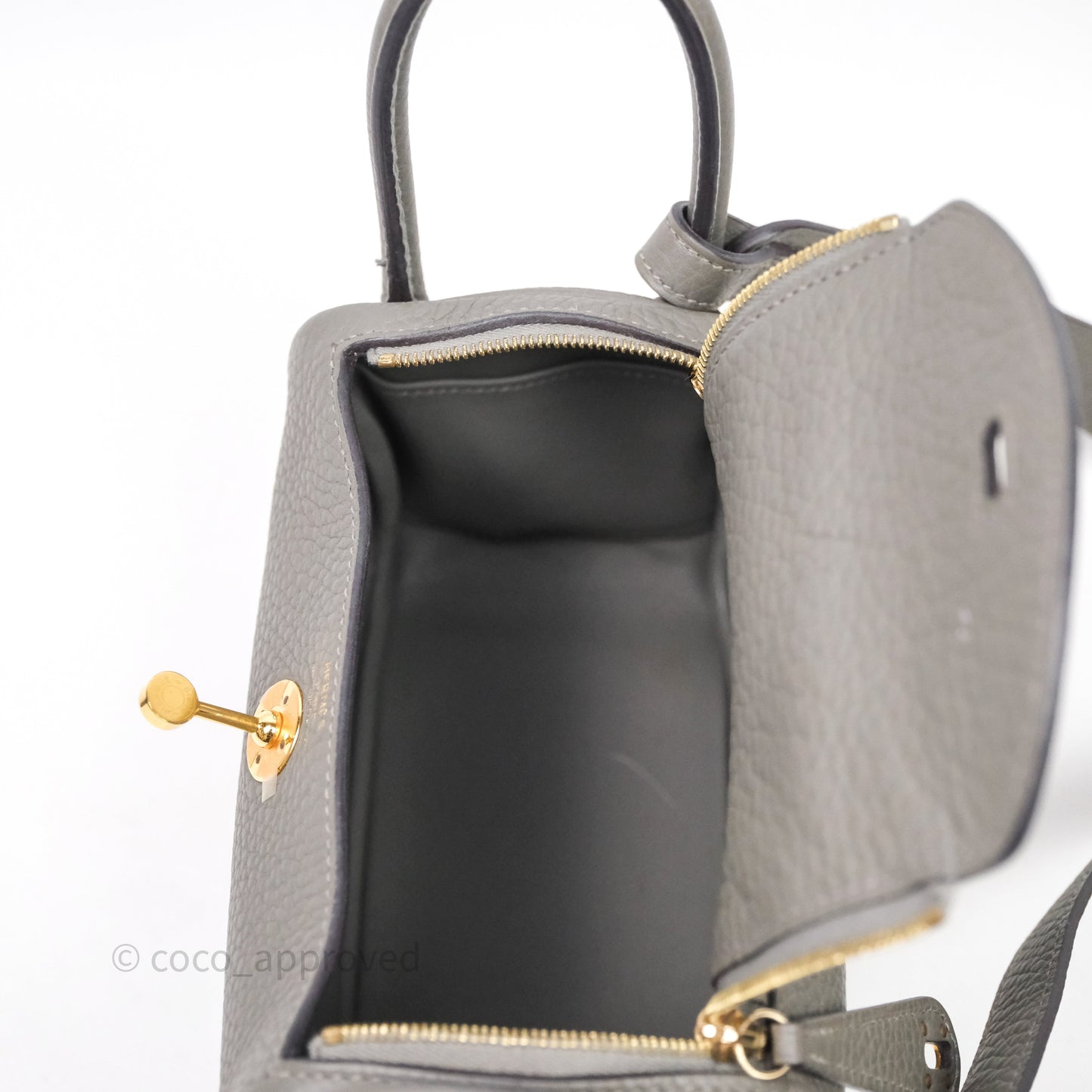 Hermès Mini Lindy 20 Gris Meyer Clemence 0L Gold Hardware