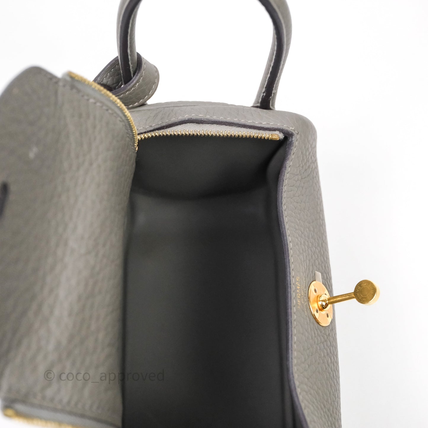 Hermès Mini Lindy 20 Gris Meyer Clemence 0L Gold Hardware