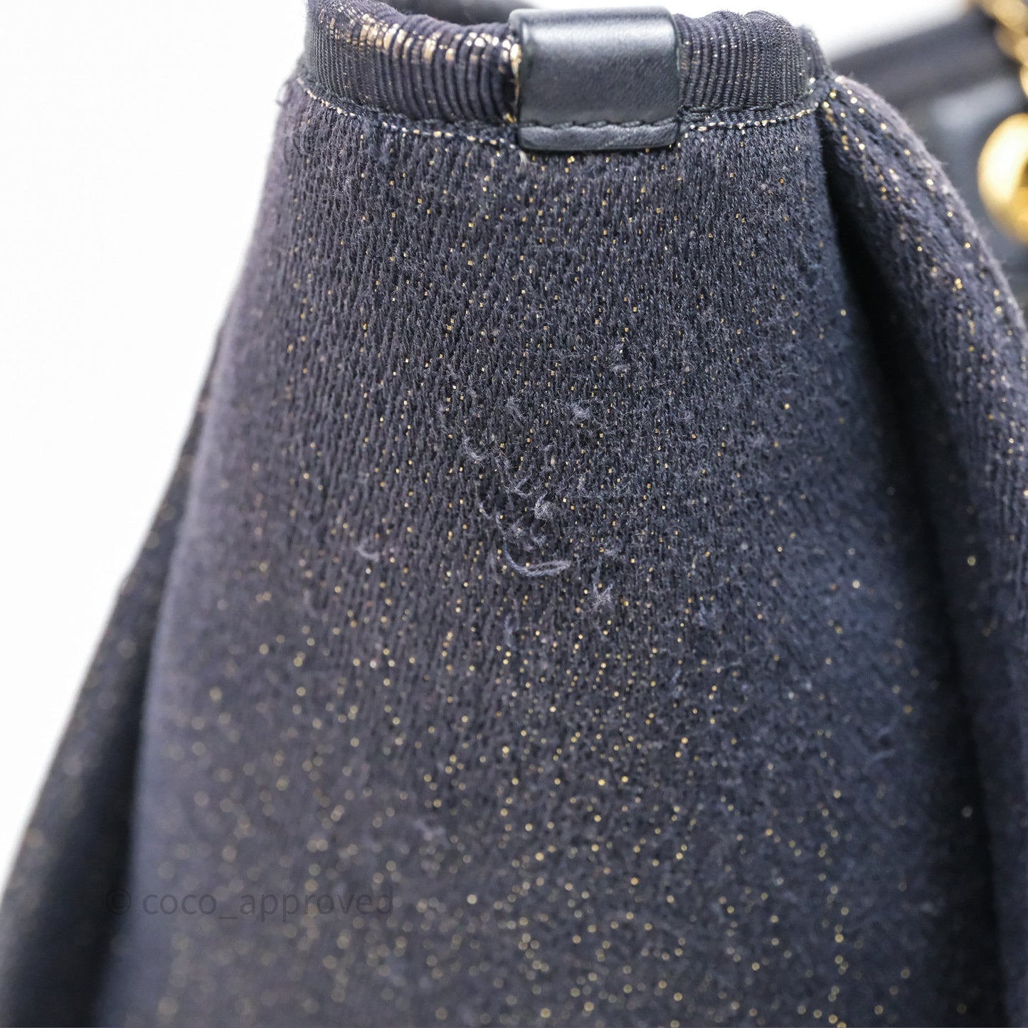 Chanel Medium Deauville Tote Navy Glitter Canvas Gold Hardware