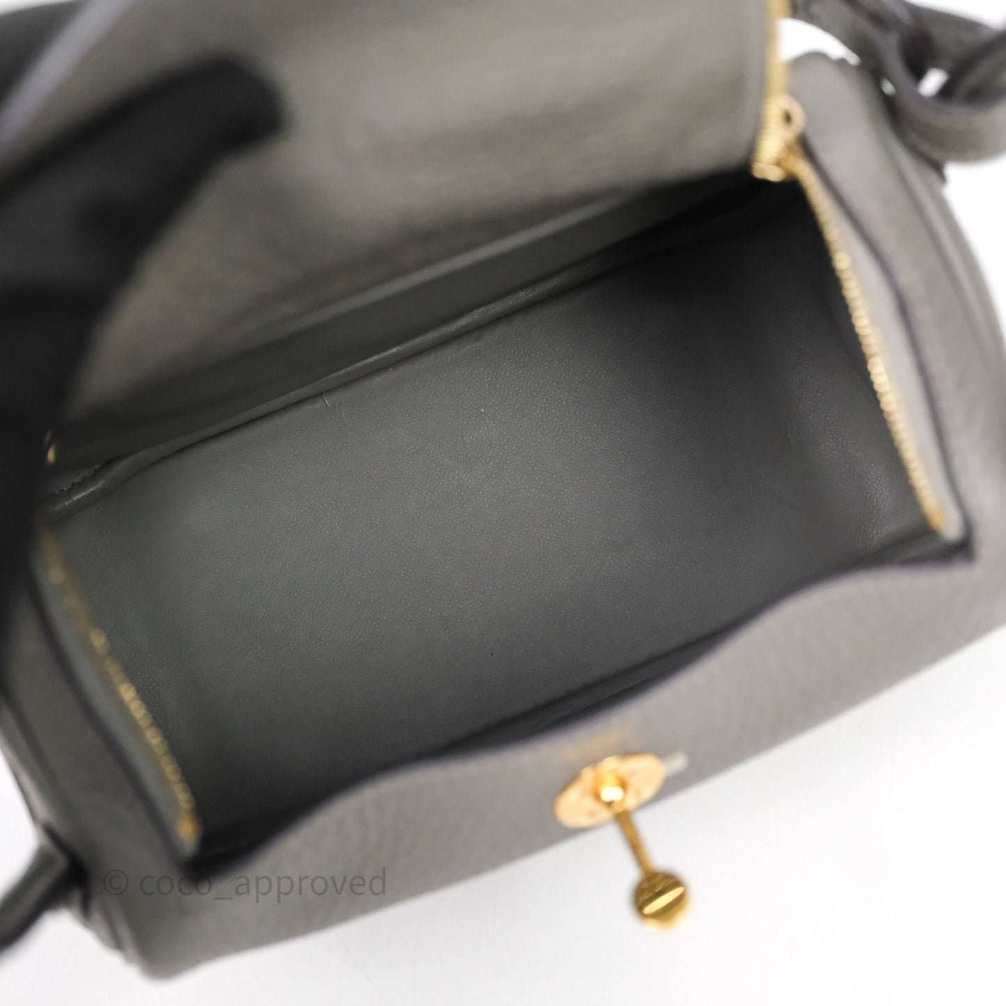 Hermès Mini Lindy 20 Gris Meyer Clemence 0L Gold Hardware