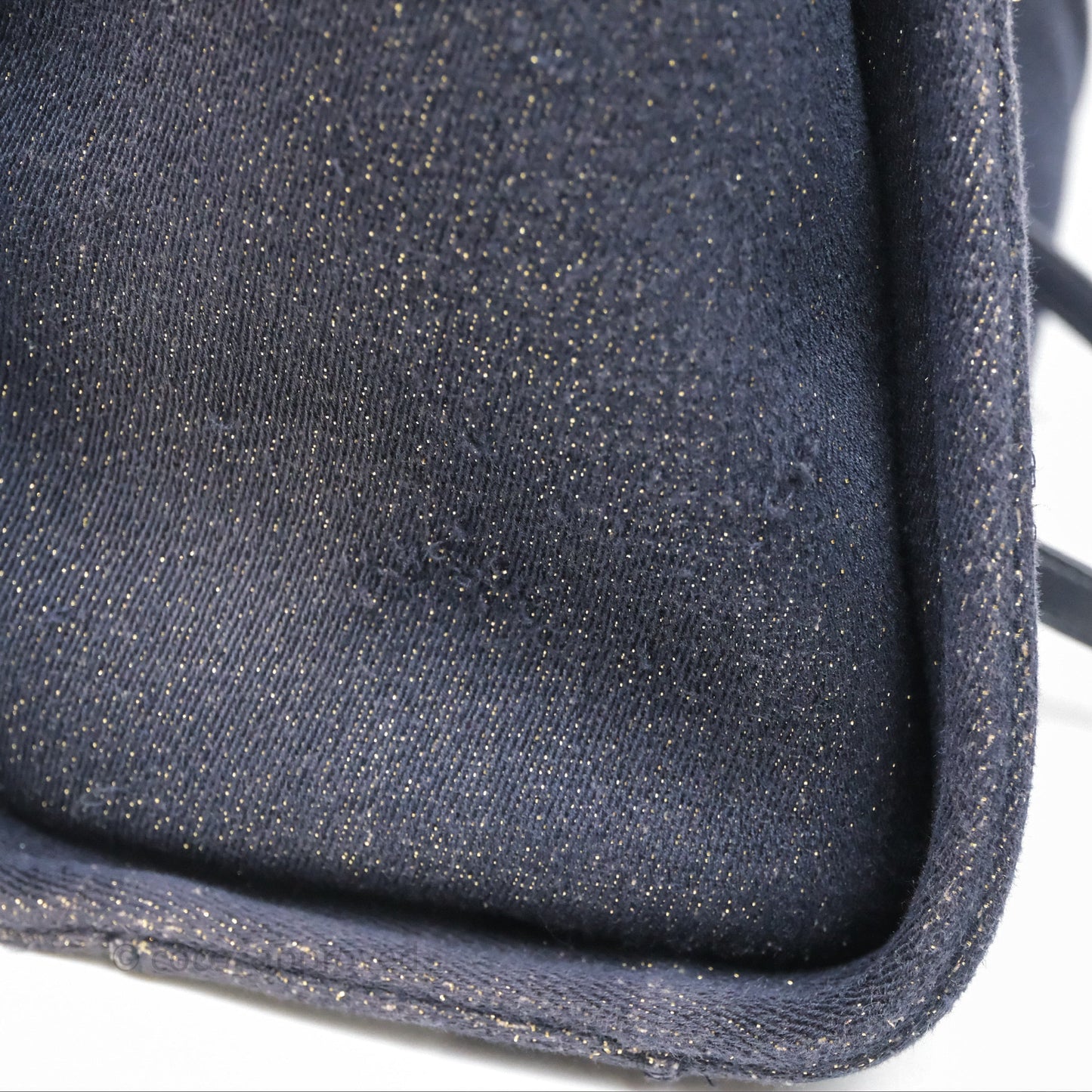 Chanel Medium Deauville Tote Navy Glitter Canvas Gold Hardware