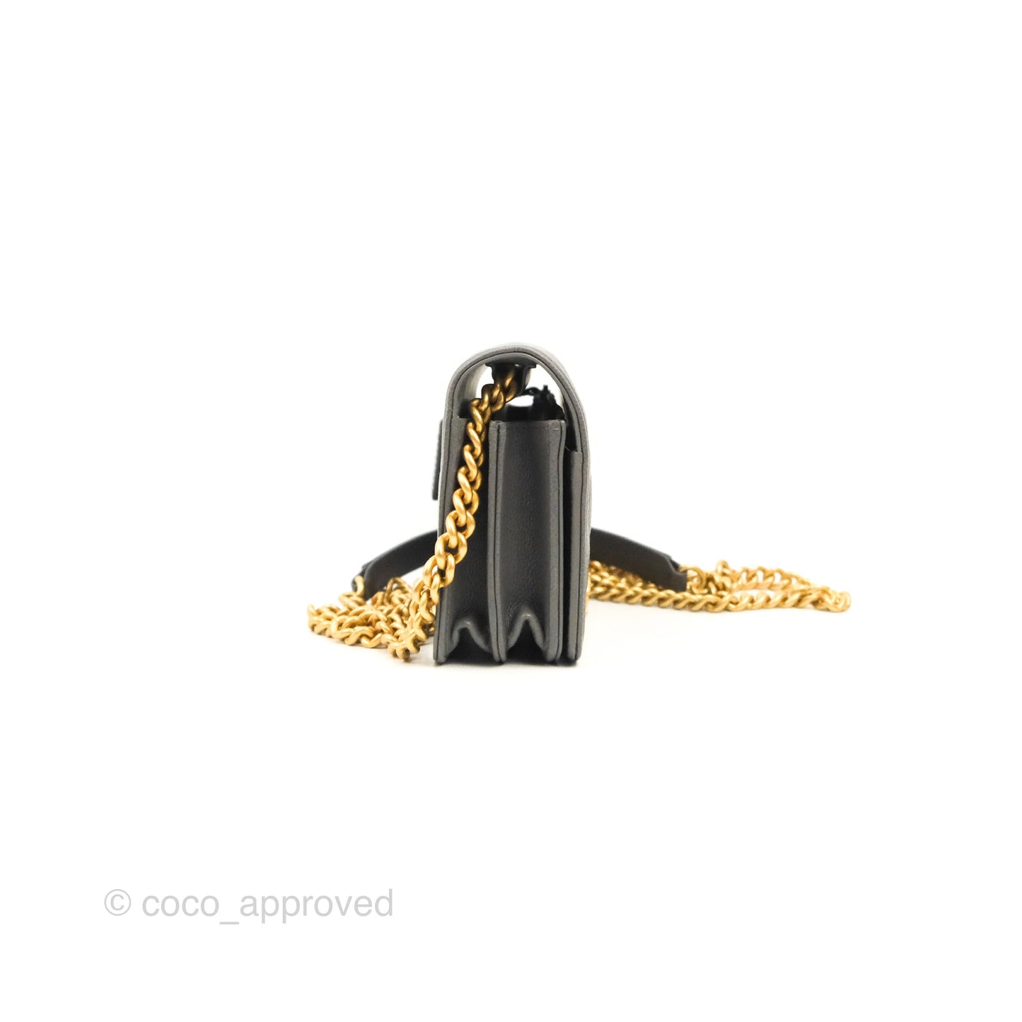 Chanel Quilted Mini WOC Wallet on Chain Boy Grey Caviar Aged Gold Hardware
